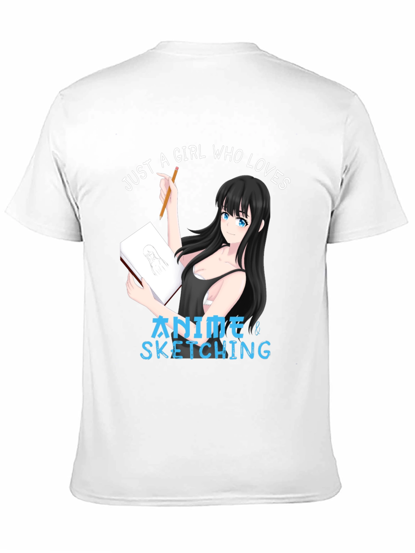 Black Anime & Sketching Girl's T-Shirt view 11