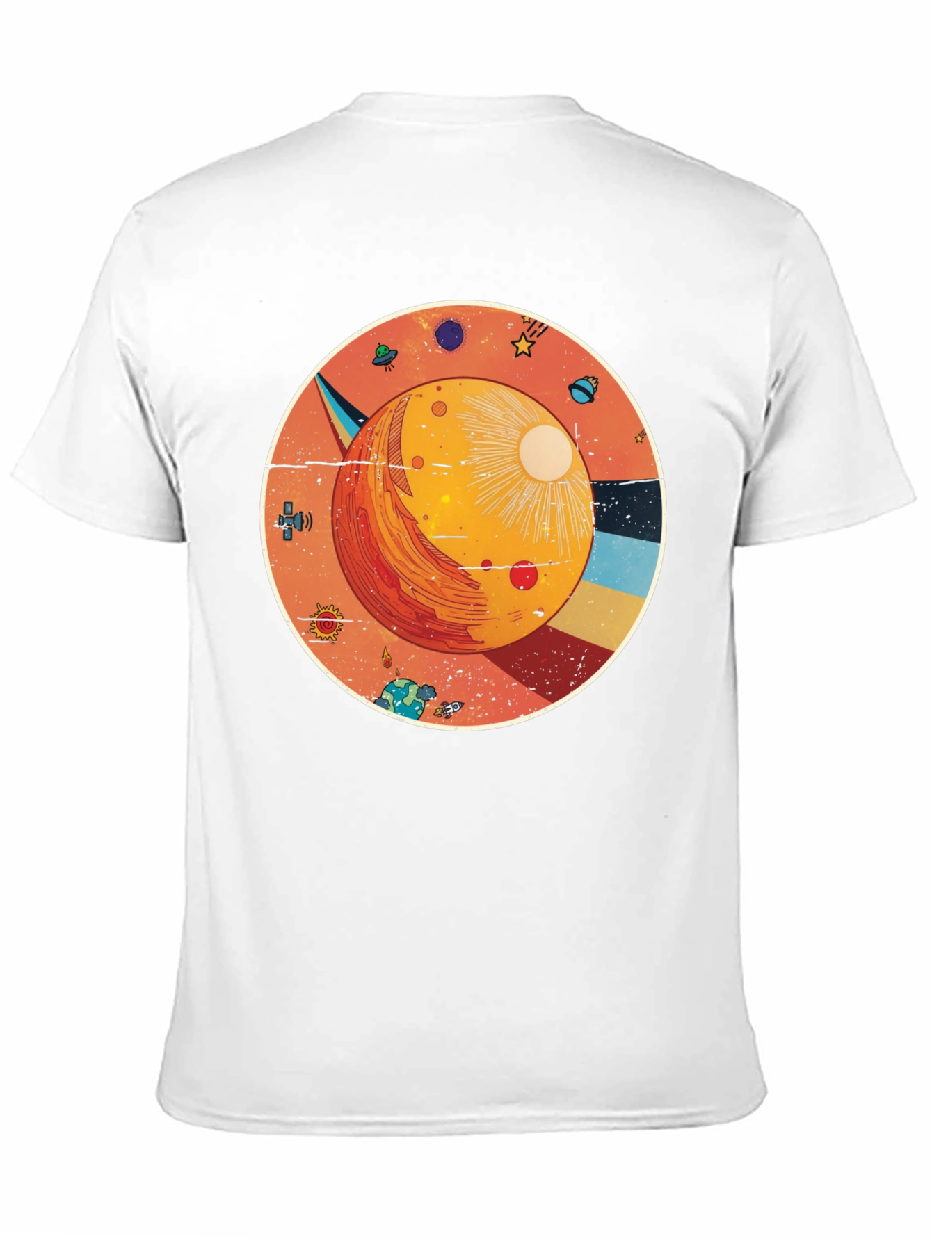 Black Cosmic Planet Graphic Tee - Black Cotton Blend Shirt view 11