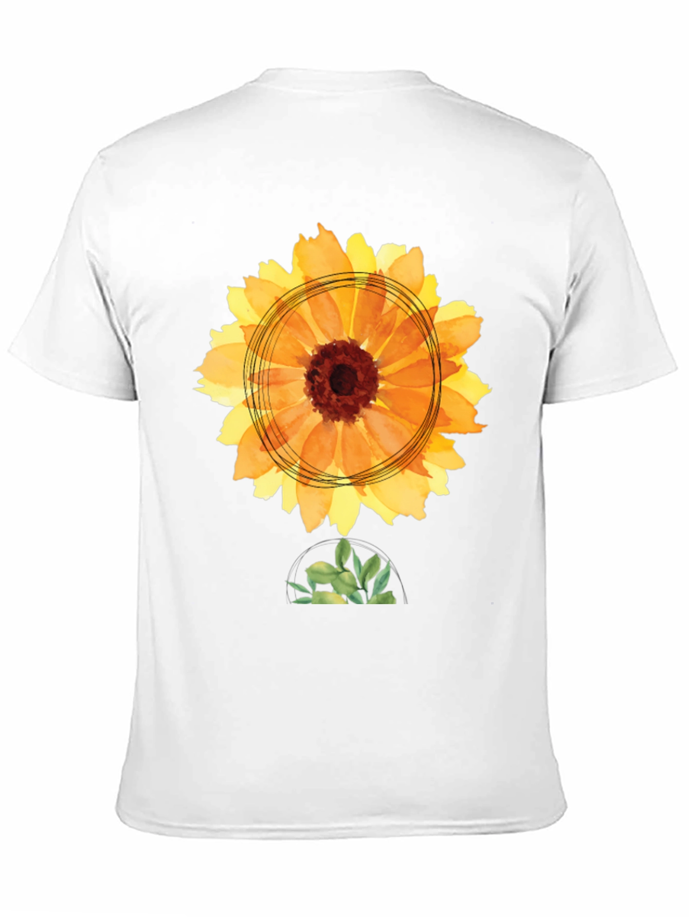 Black Sunflower Watercolor Graphic Tee - Black Cotton T-Shirt view 11