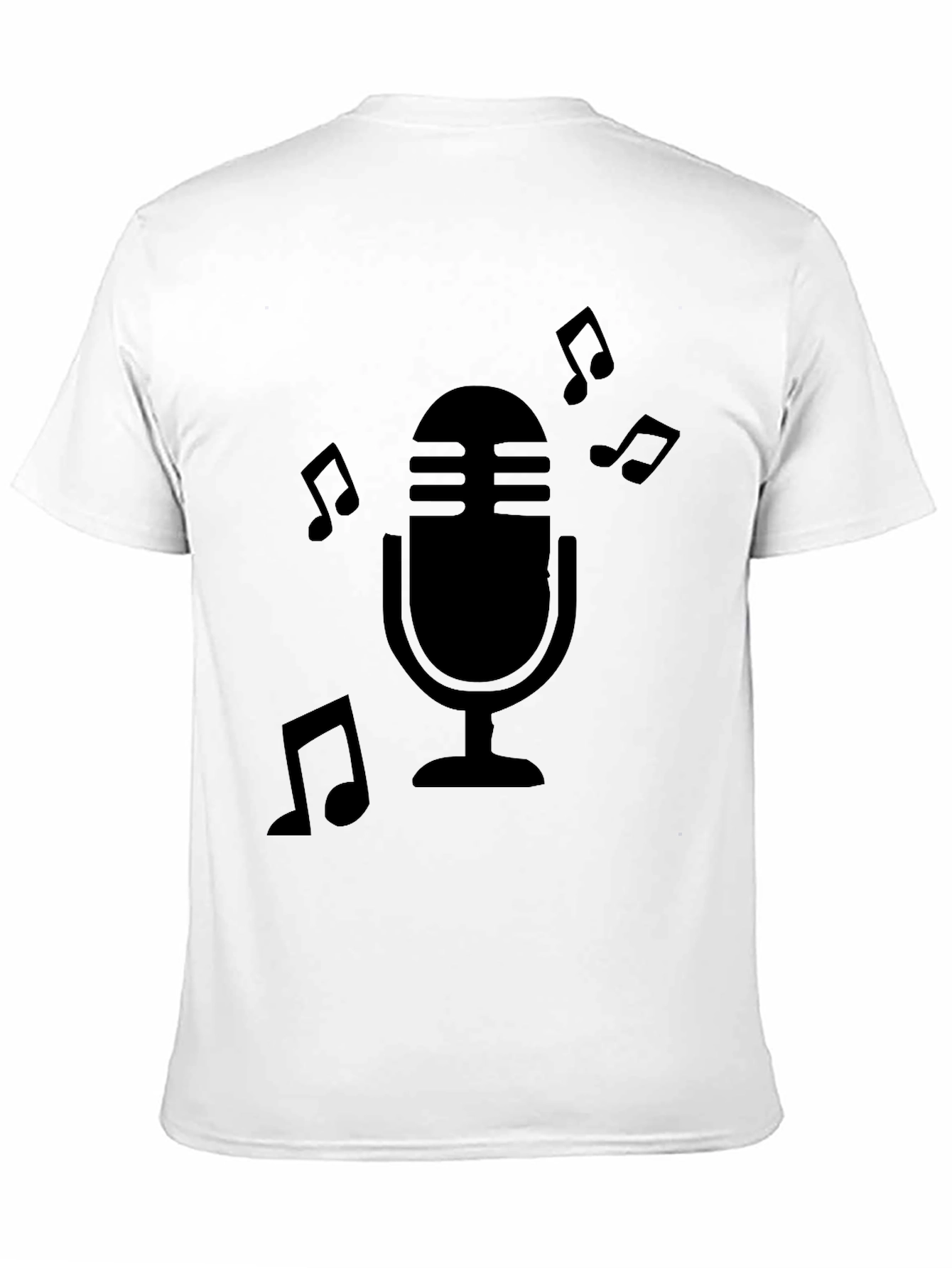 Black Retro Microphone Music Notes Graphic T-Shirt view 11