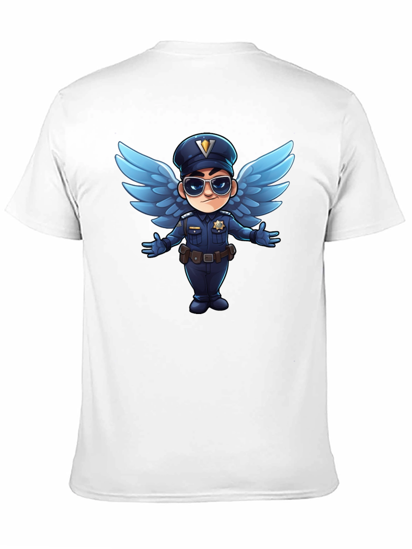 Black Cartoon Angel Cop T-Shirt - Black view 11