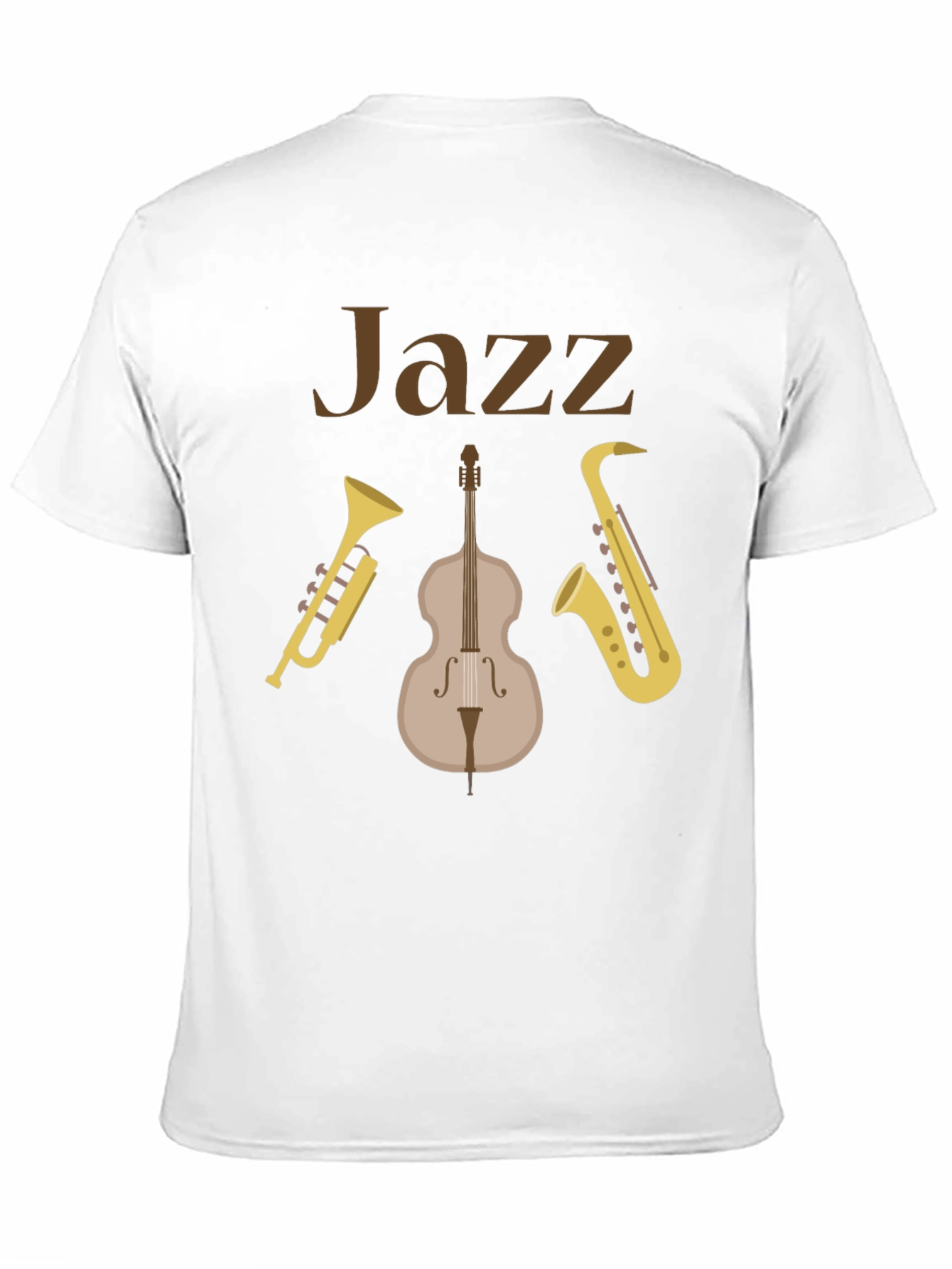 Black Jazz Music Instrument T-Shirt - Trumpet, Bass, Saxophone view 11