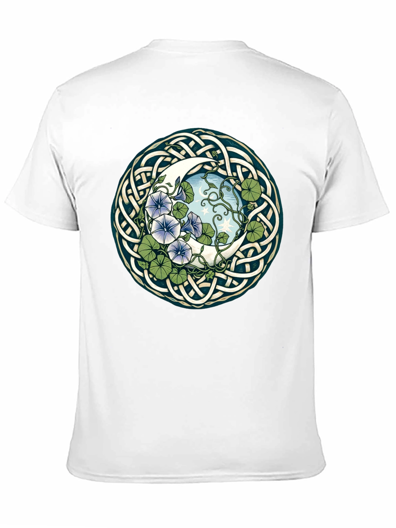 Black Celtic Moon & Flower T-Shirt view 11