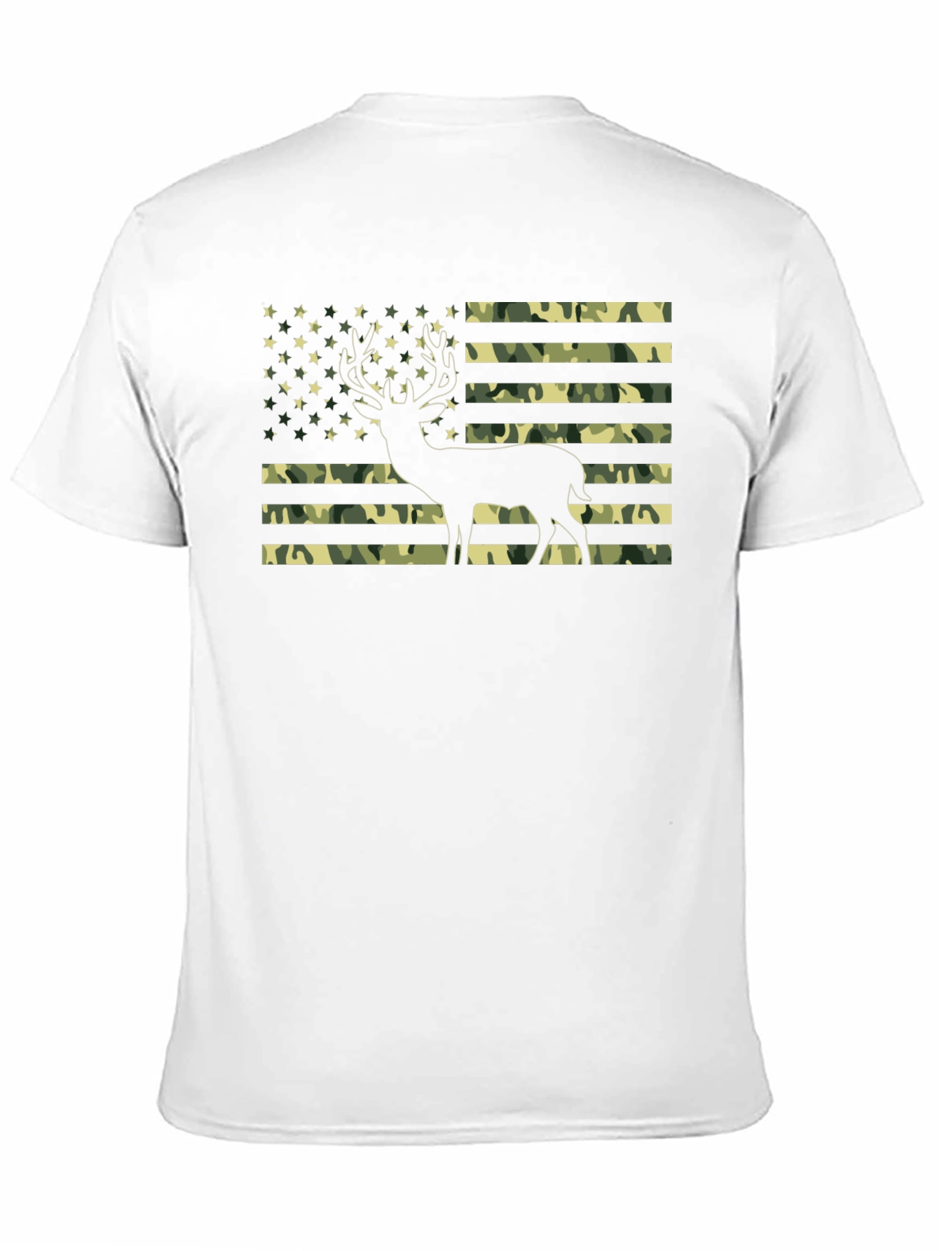 Black Camo American Flag Deer Graphic T-Shirt view 11