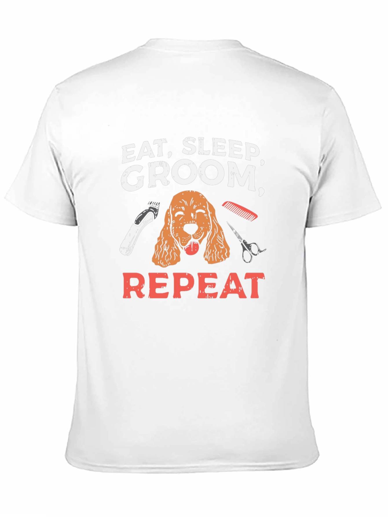 Black Eat, Sleep, Groom, Repeat Dog T-Shirt view 11