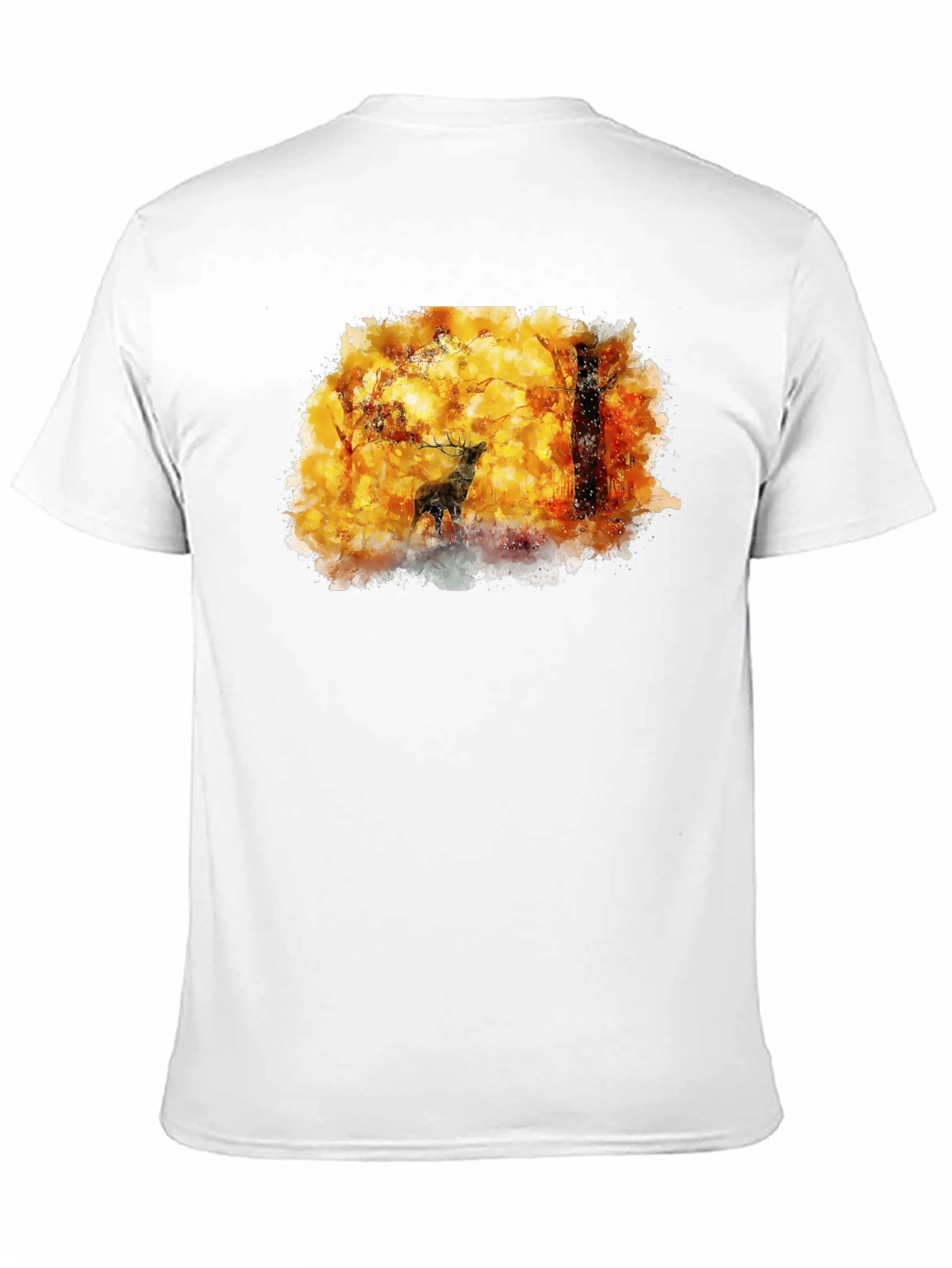 Black Watercolor Deer Forest Graphic T-Shirt view 11