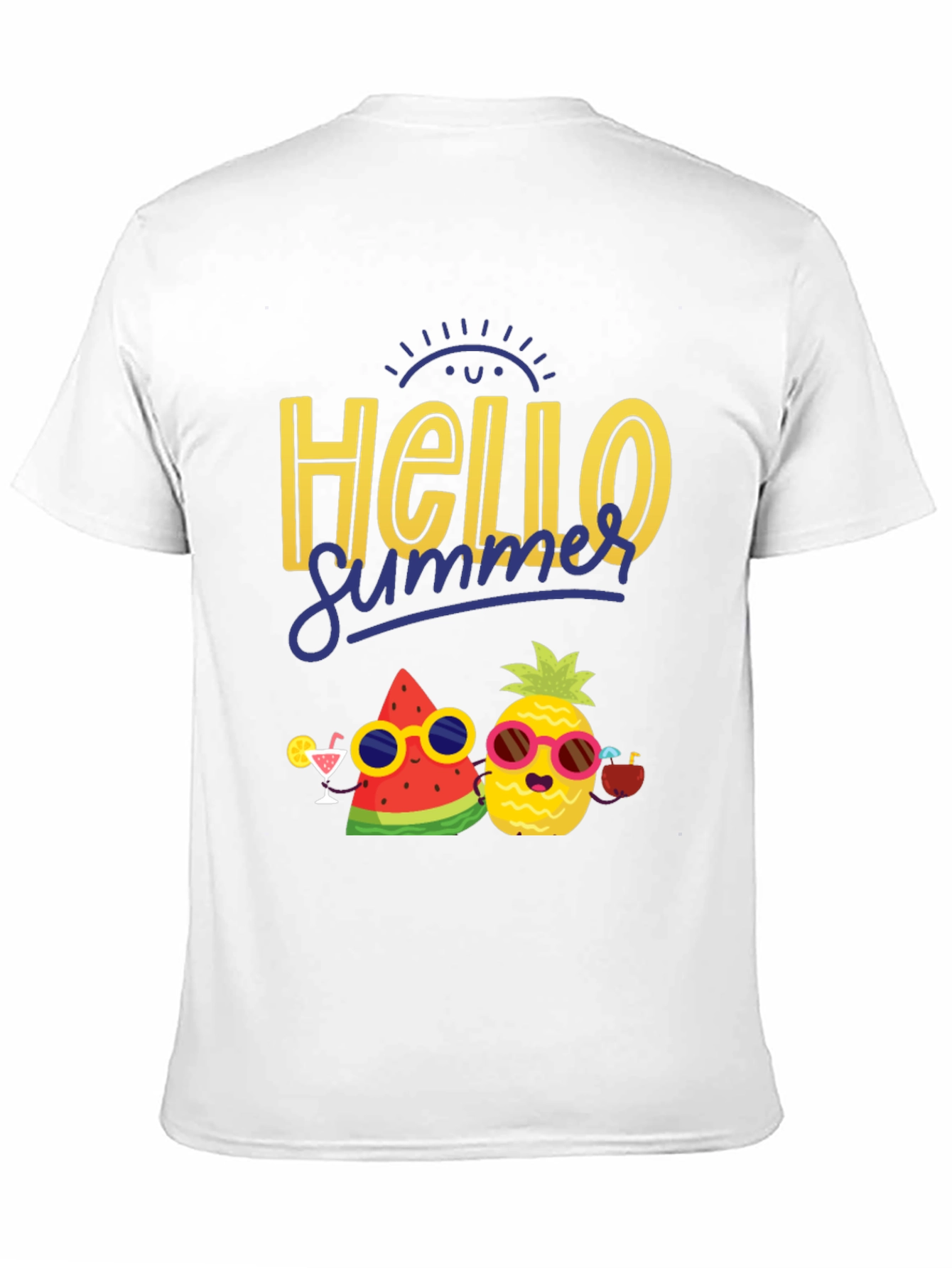 Black Hello Summer Graphic T-Shirt: Pineapple & Watermelon view 11