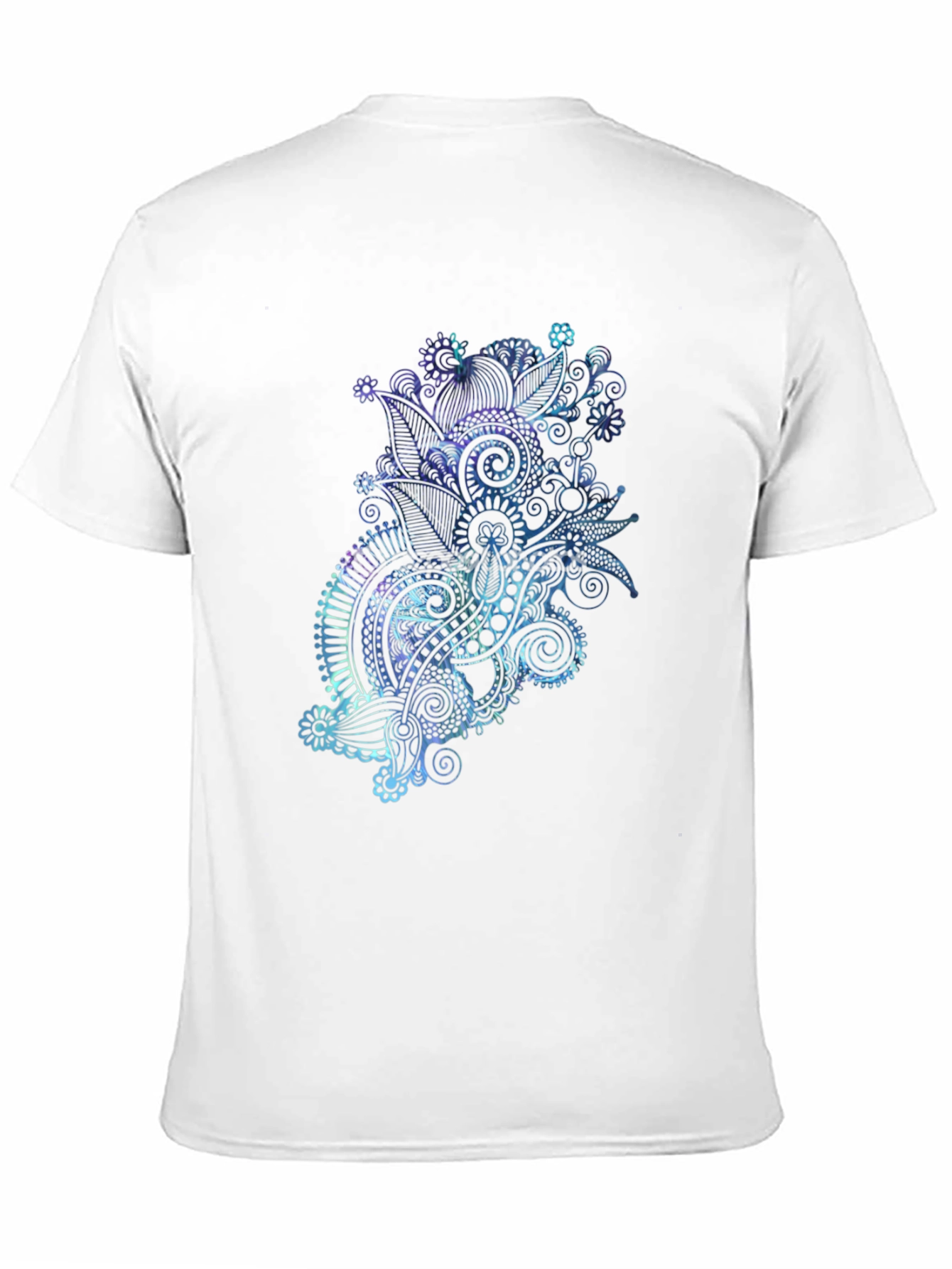 Men's Black T-Shirt with Abstract Floral Design - 11