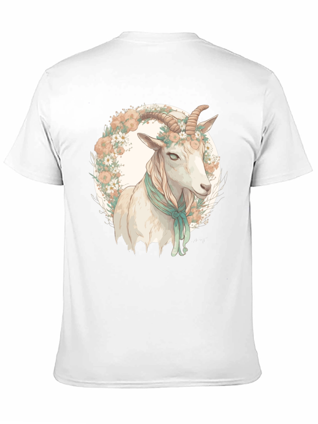 Black Goat Floral Wreath Black T-Shirt view 11