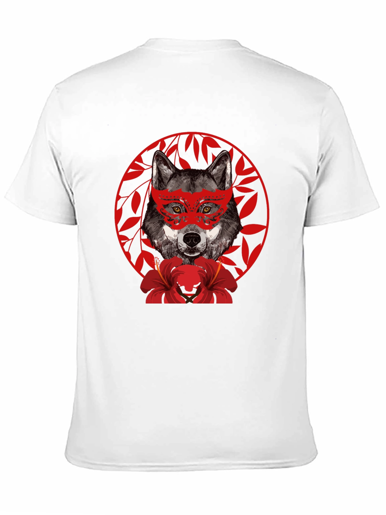 Black Wolf Masquerade Graphic Tee - Unique Animal Print T-Shirt view 11