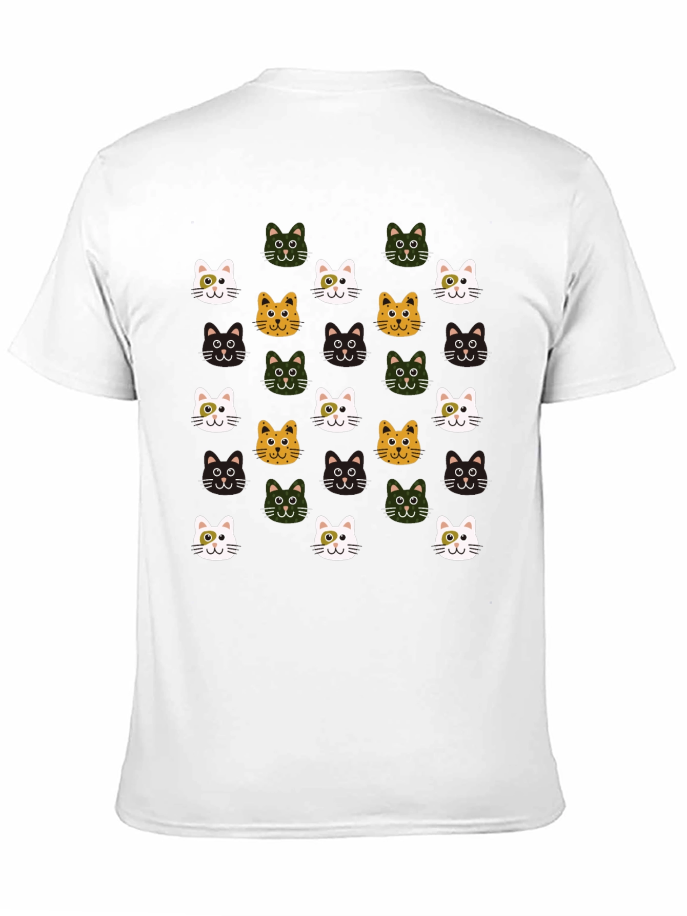 Black Cat Faces Pattern T-Shirt - Cute & Stylish view 11