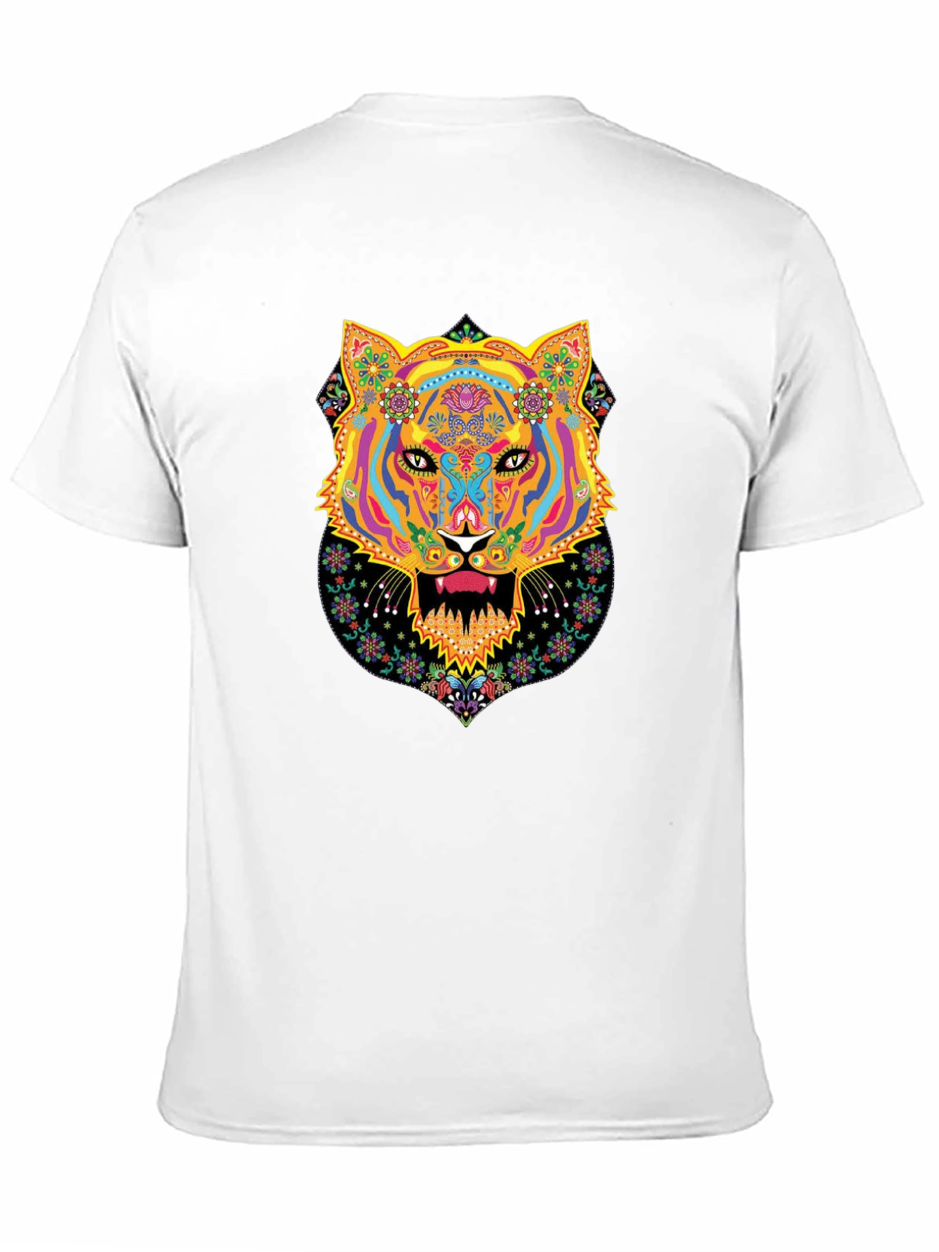 Black Vibrant Tiger Graphic Black T-Shirt view 11