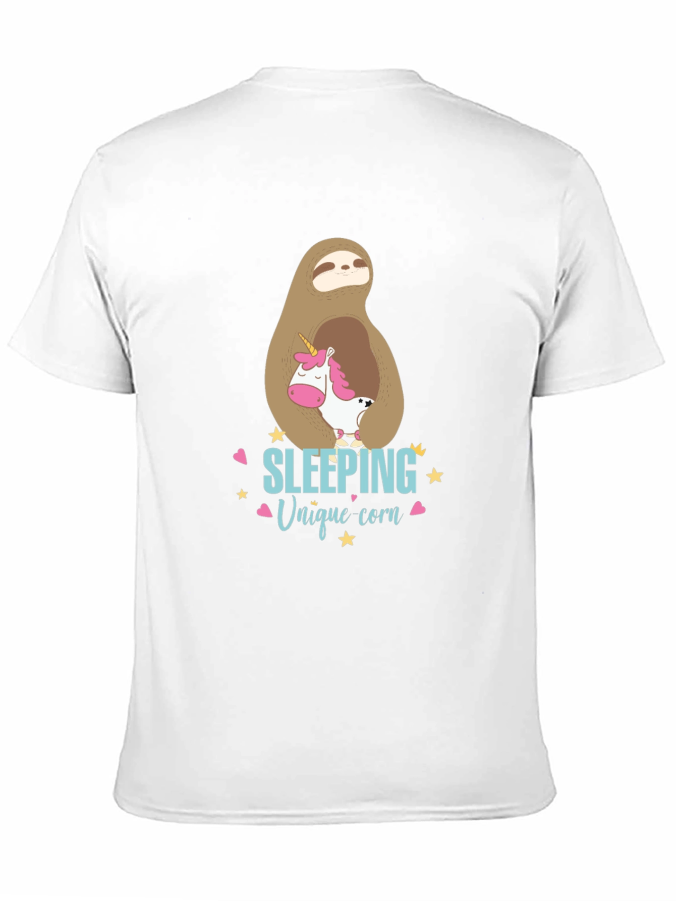Black Cute Sloth & Unicorn Graphic T-Shirt view 11