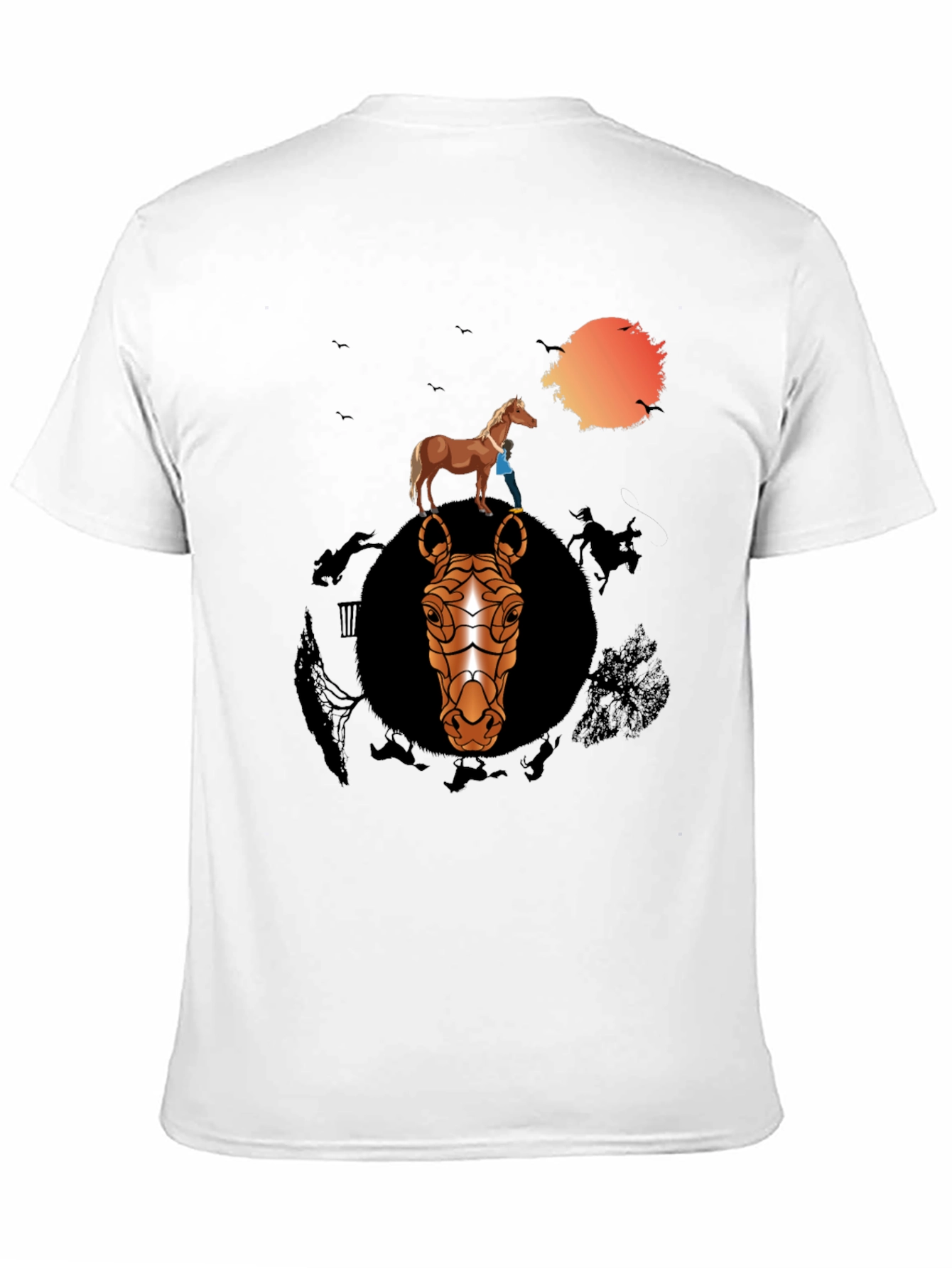 Black Horse Graphic Print Black T-Shirt view 11