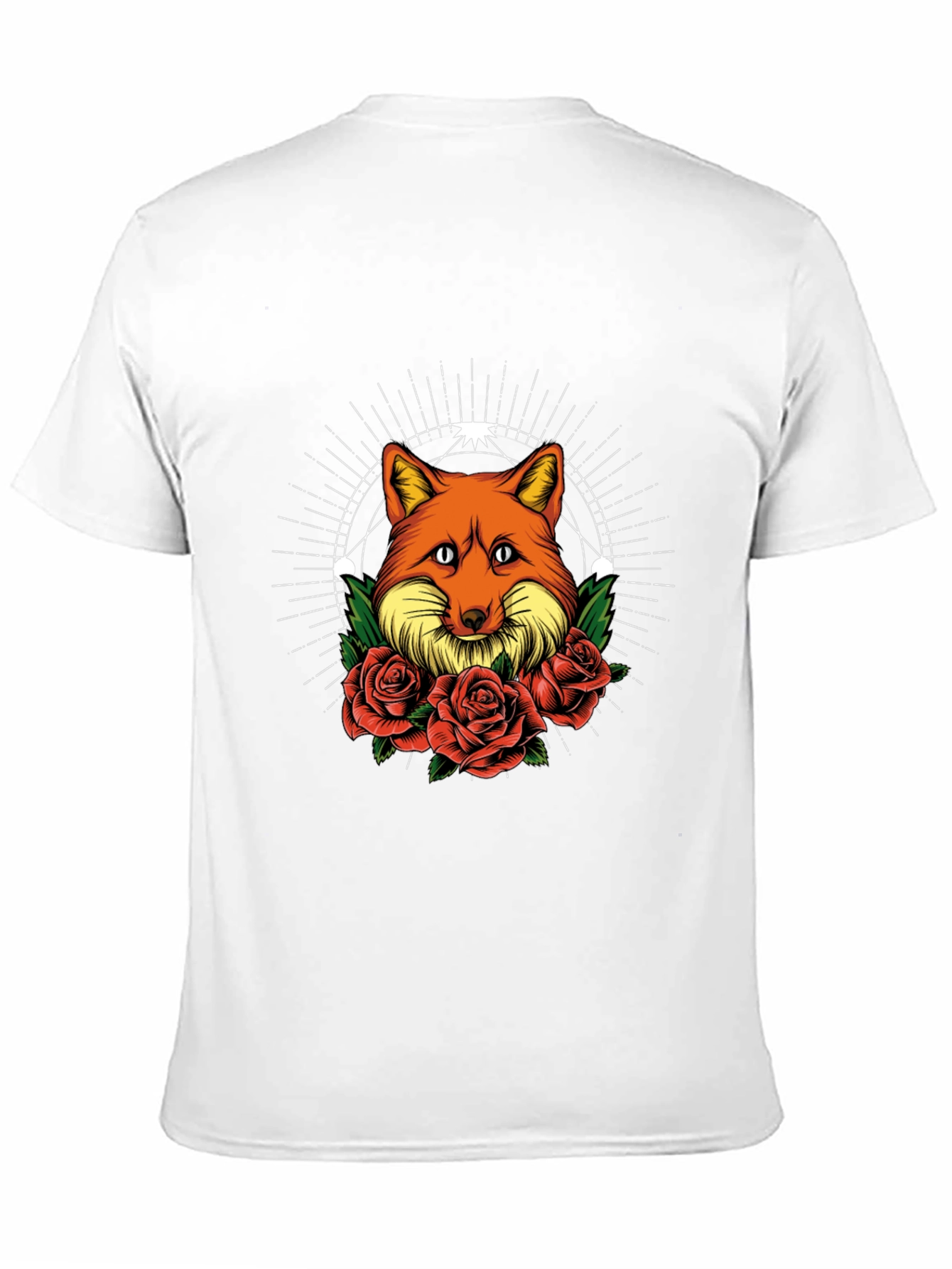 Black Fox & Roses Graphic Print Tee - Stylish Men's Black T-Shirt view 11