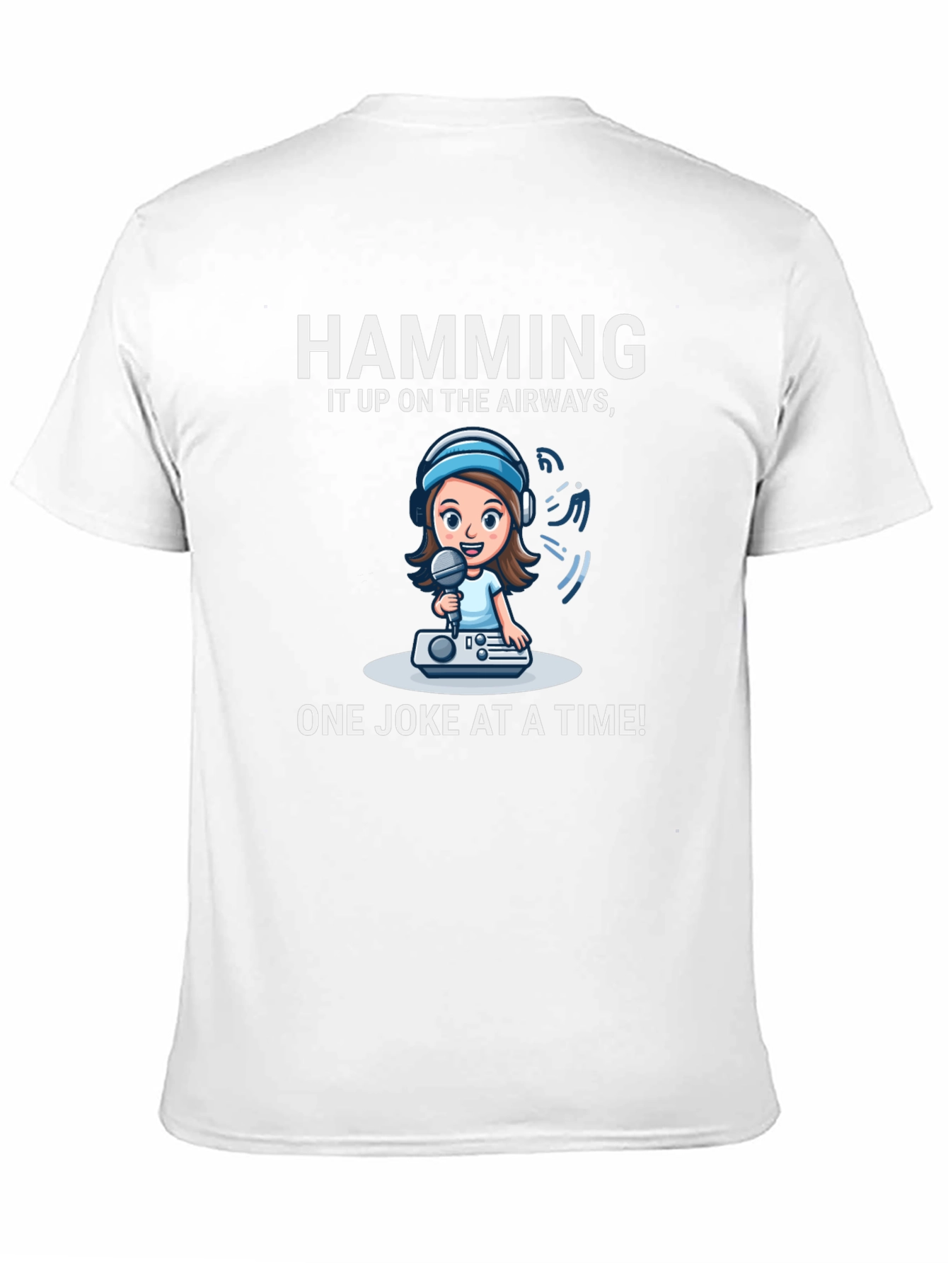 Black Humorous Radio Host Cartoon T-Shirt view 11