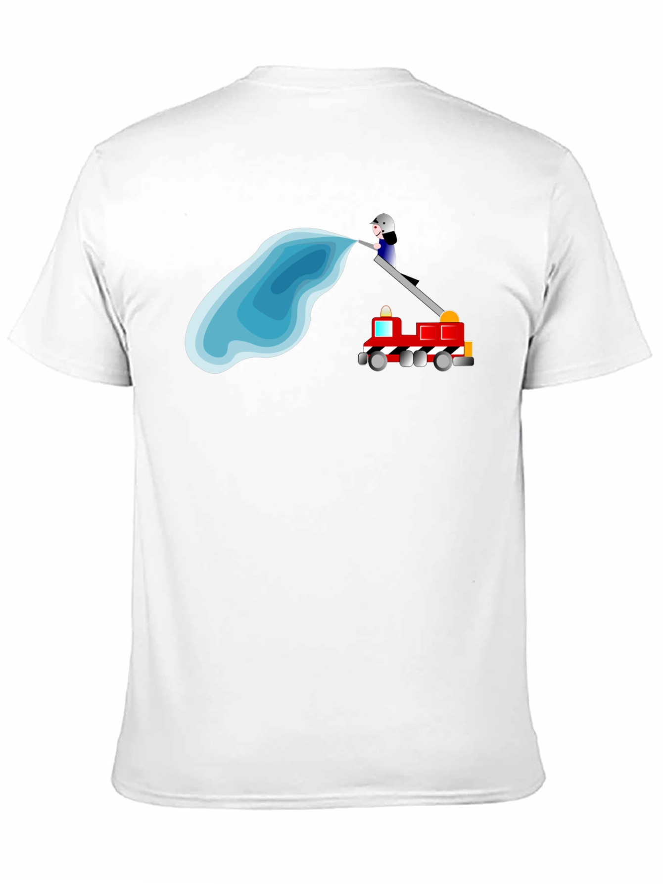 Black Firefighter Cartoon Black T-Shirt view 11