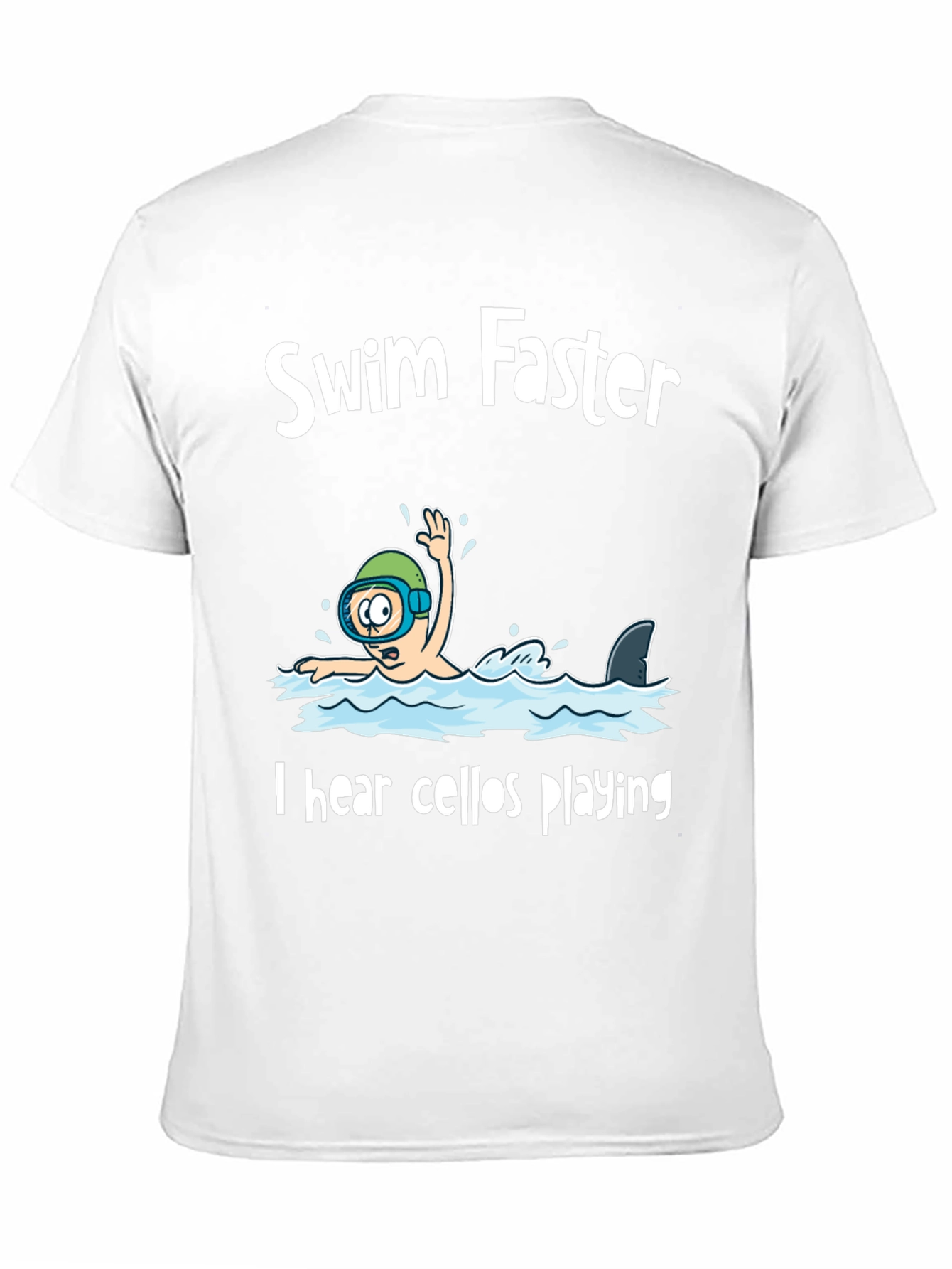 Black Swim Faster Shark Humor Graphic Tee view 11