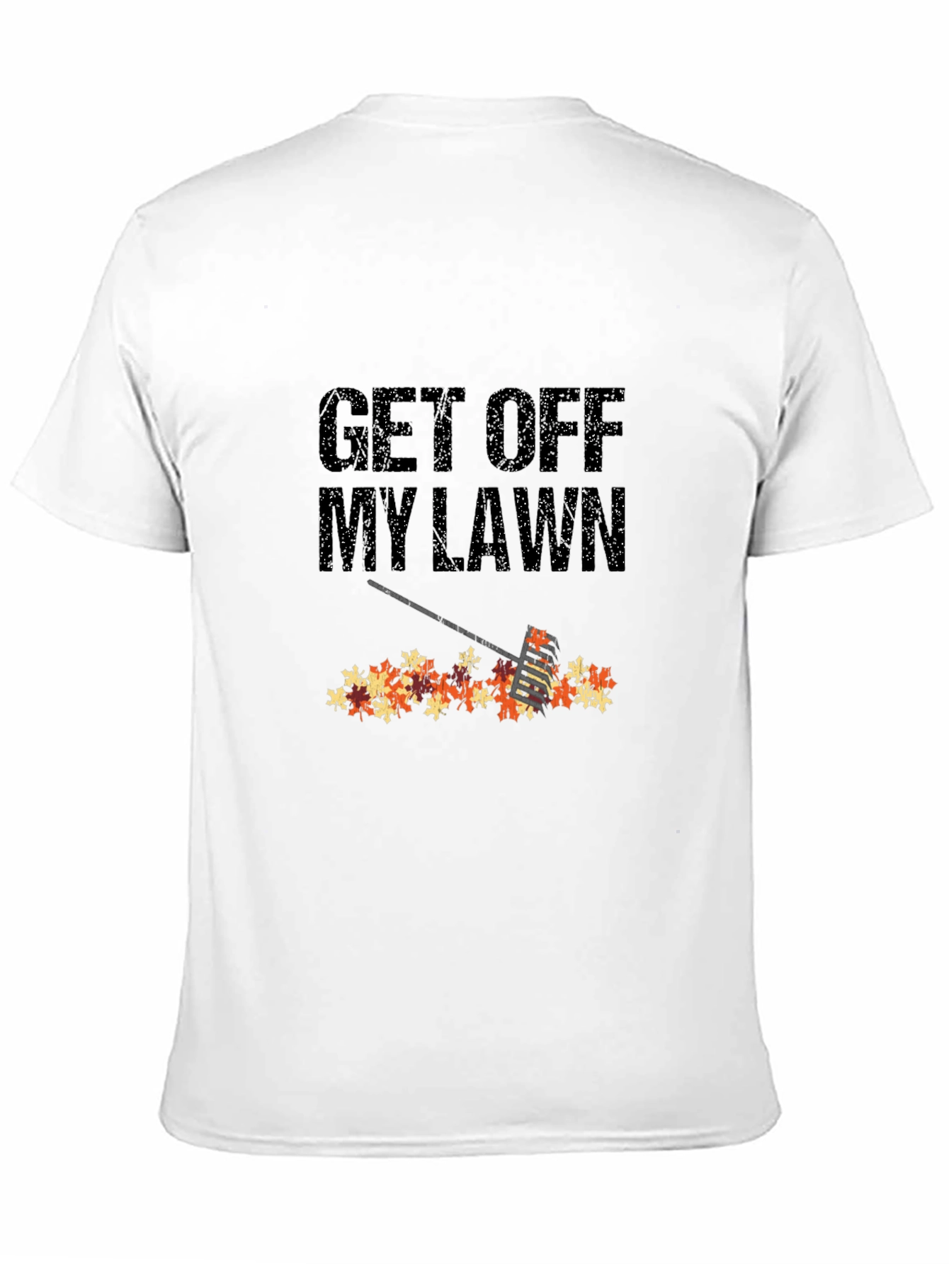 Black Get Off My Lawn Fall Leaves Rake T-Shirt view 11
