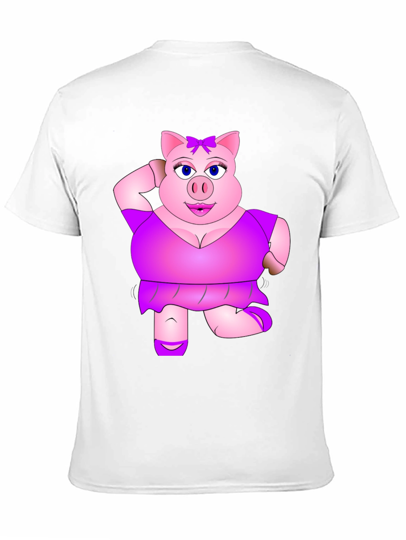 Black Funny Pig Lady Black T-Shirt Novelty Graphic Tee view 11