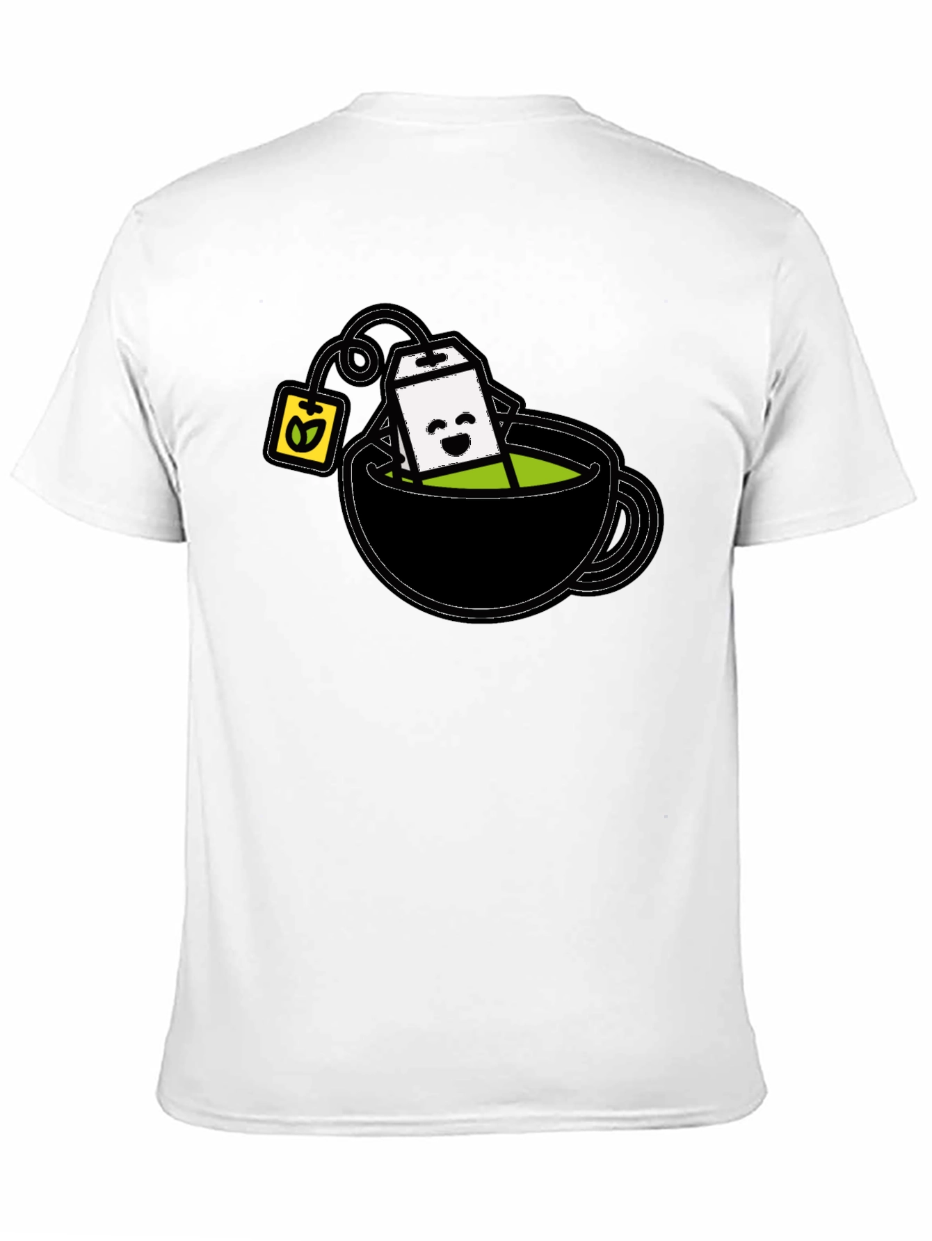 Black Cute Tea Cup T-Shirt - Kawaii Tea Time Tee view 11