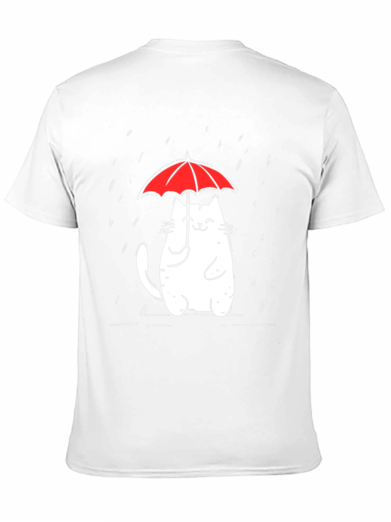 Black Cute Cat Umbrella Graphic Tee - Black Cotton Comfort view 11