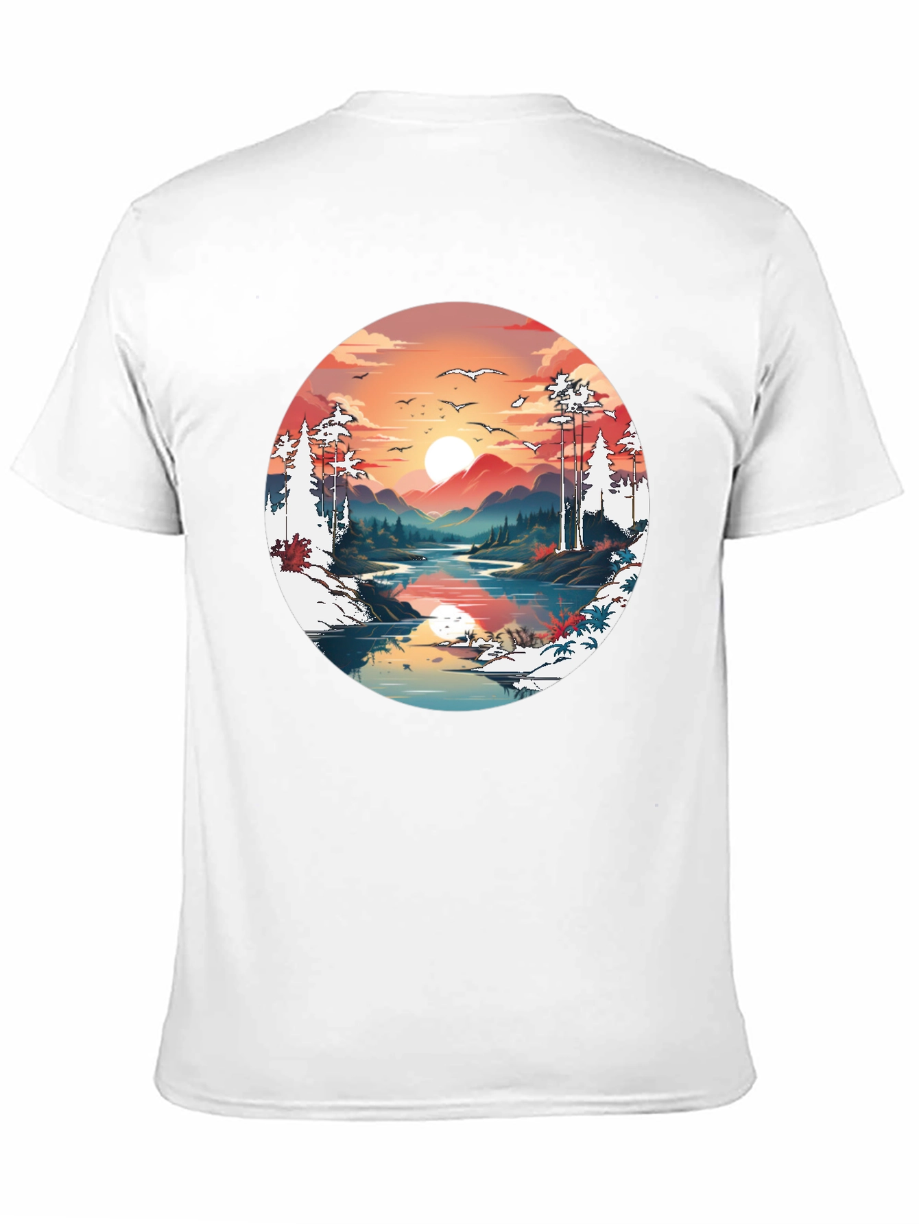 Black Sunset Lake Graphic Tee view 11
