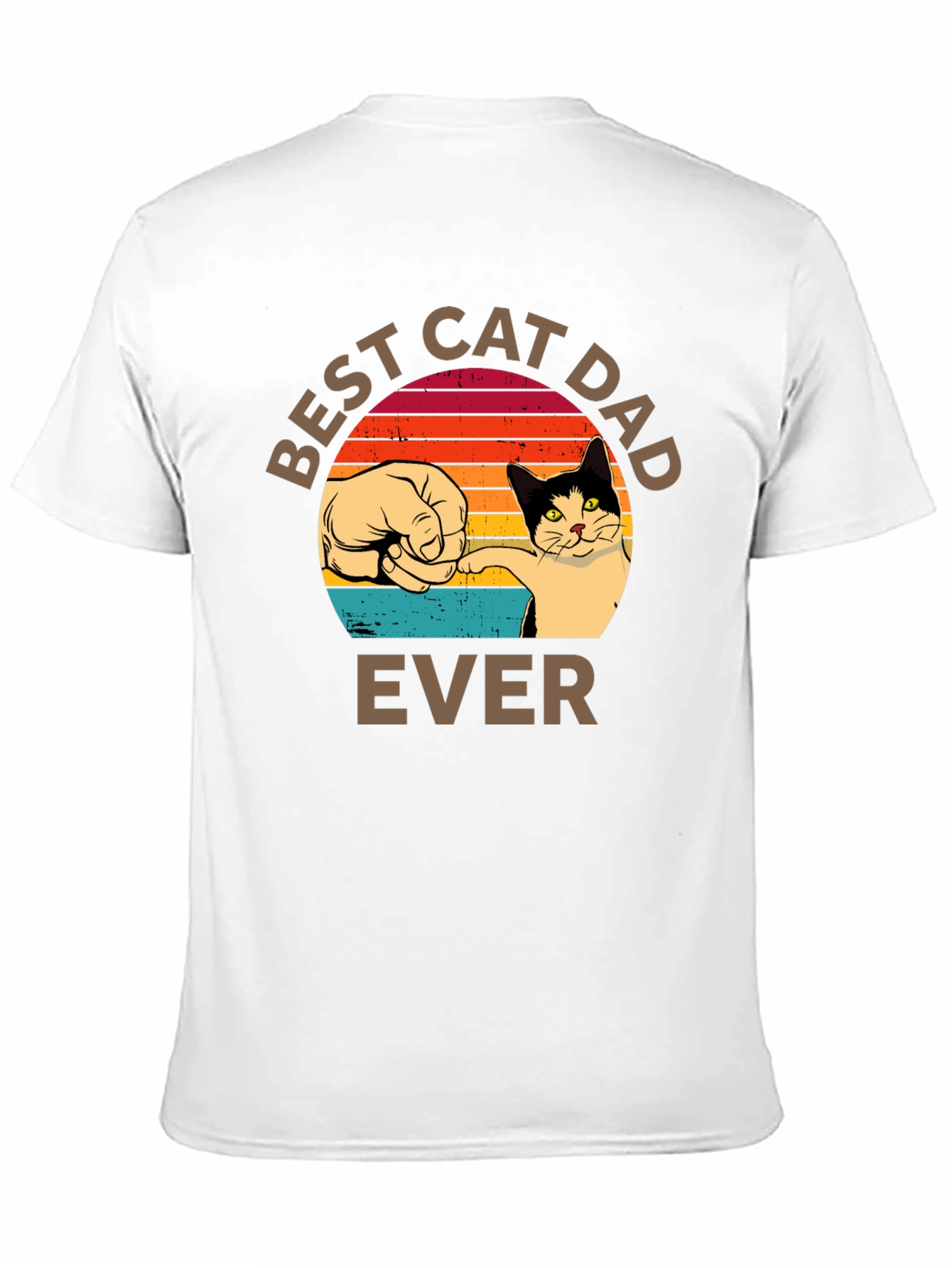 Black Best Cat Dad Ever T-Shirt Retro Sunset view 11