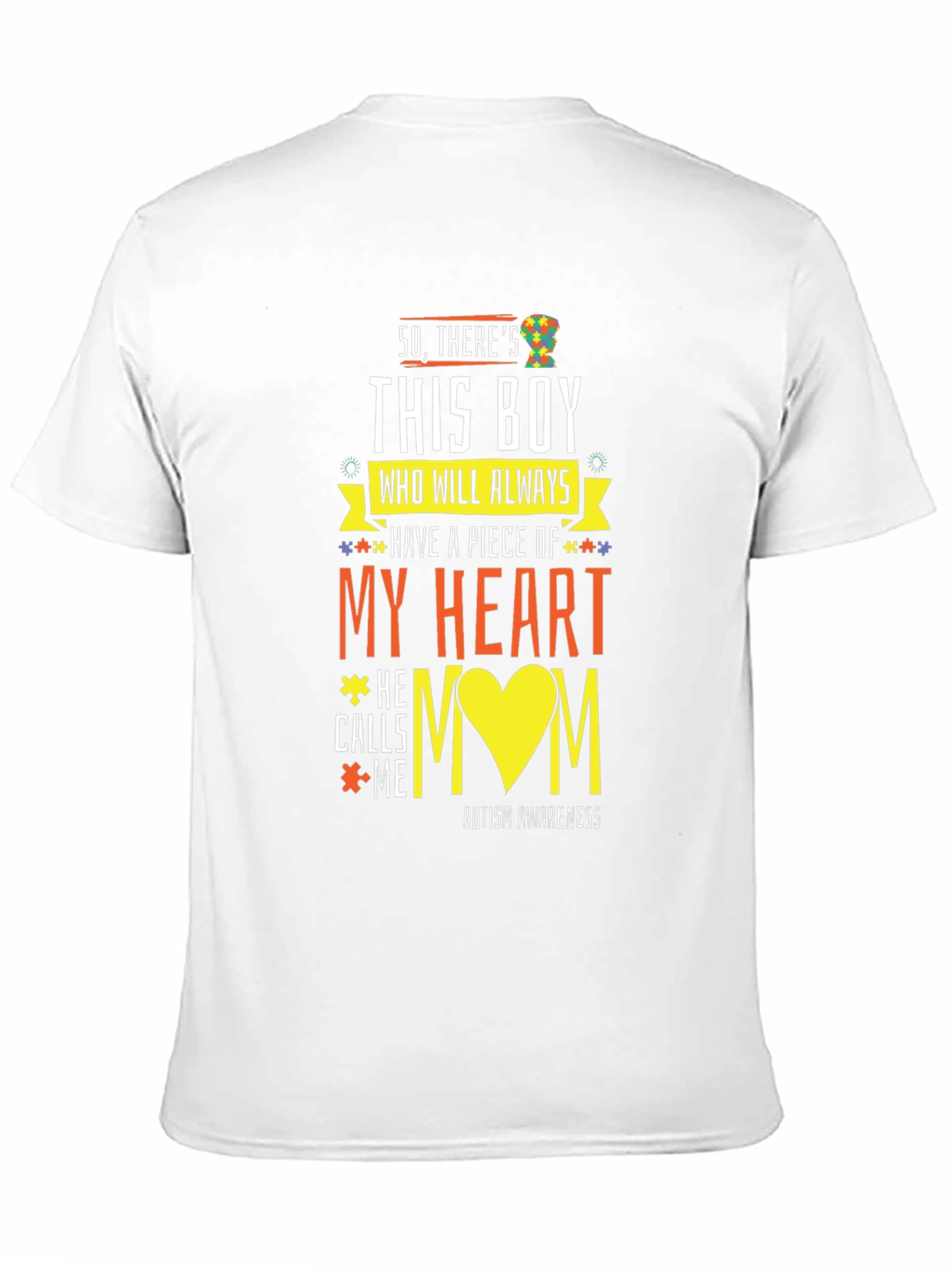 Black Autism Awareness T-Shirt "My Heart" Design view 11