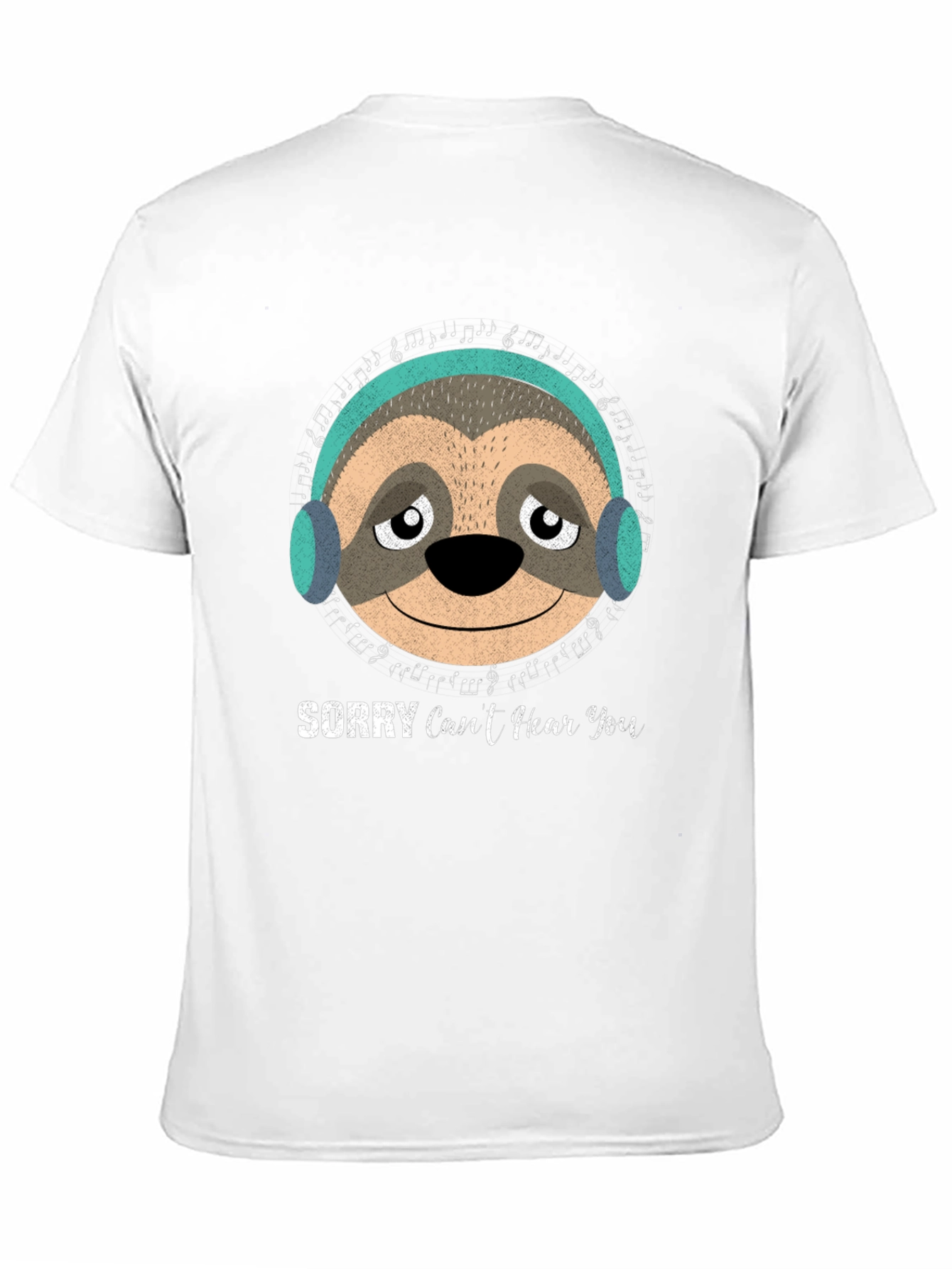 Black Sloth Headphones Graphic T-Shirt - Sorry Can't Hear You view 11