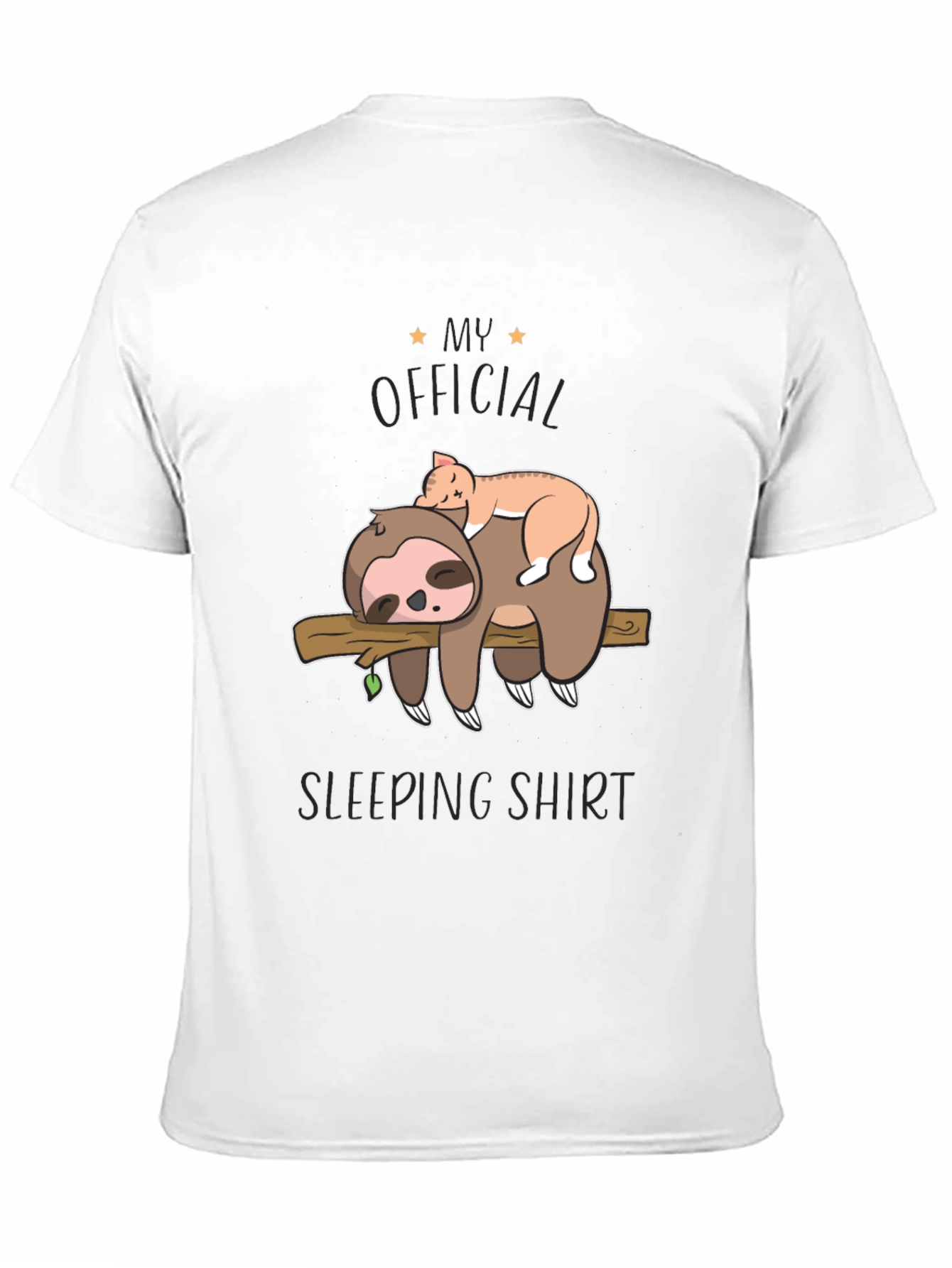 Black Sloth & Cat Sleeping Shirt - Official Sleepwear view 11