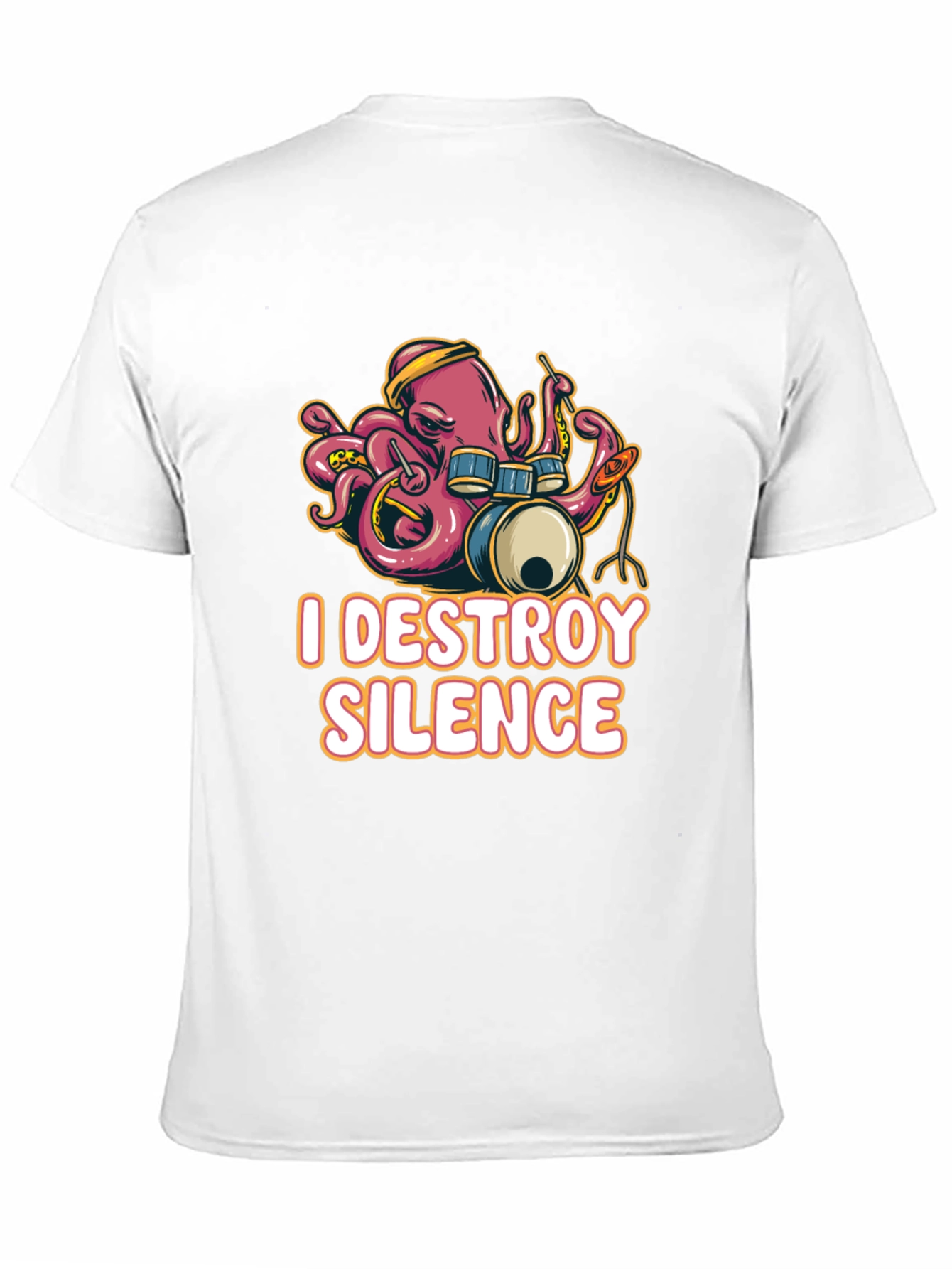 Black I Destroy Silence Octopus Drummer Black T-shirt view 11