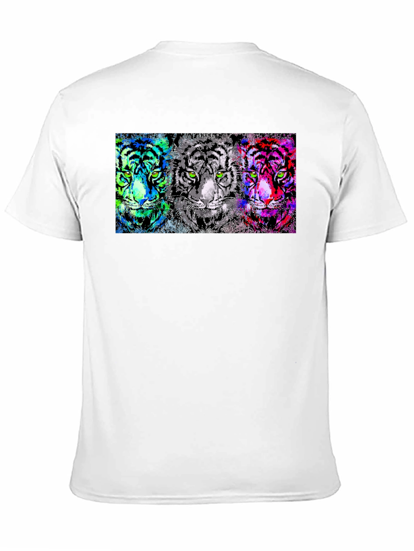 Black Vibrant Tiger Trio Graphic Tee - Unique Pop Art Design view 11