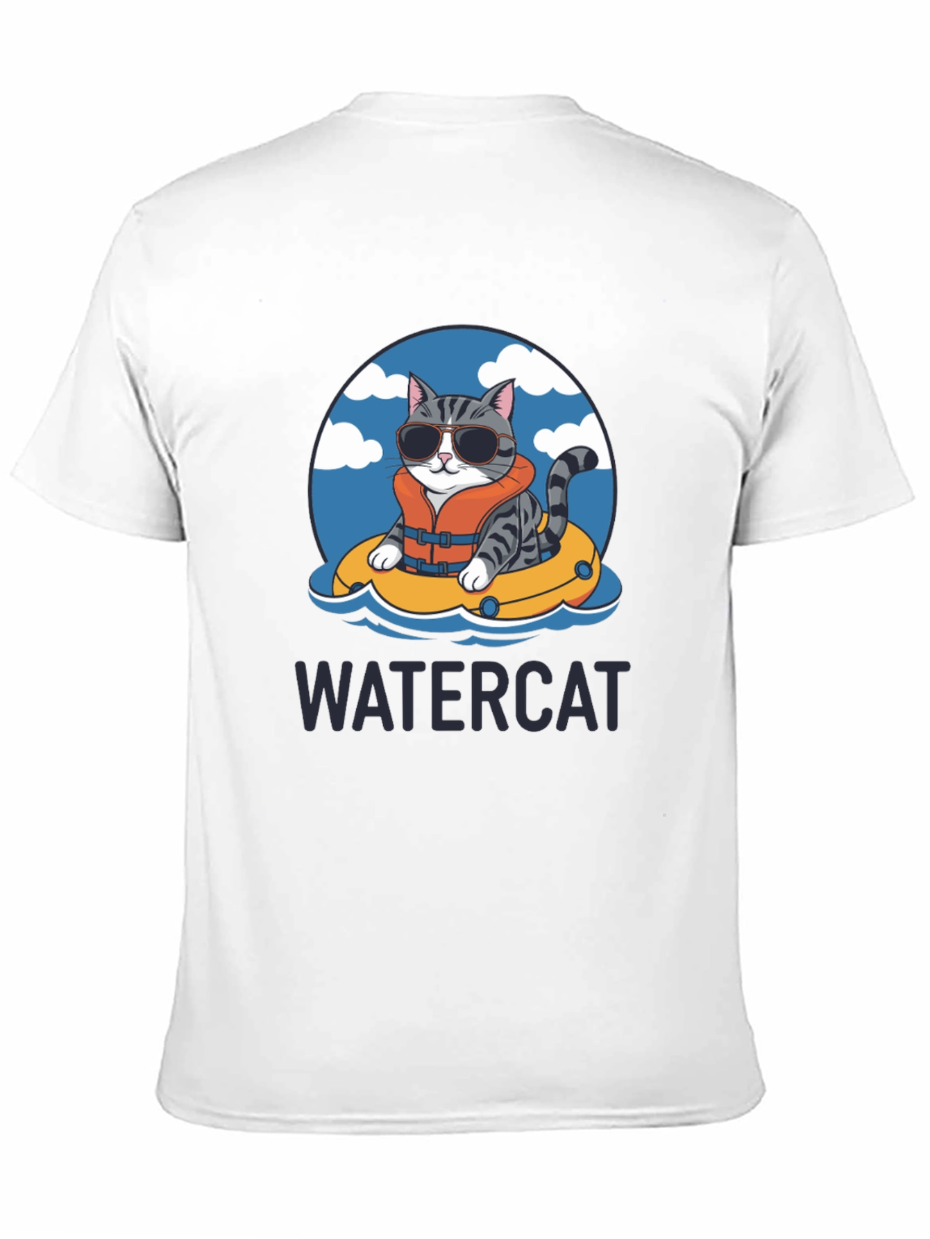 Black Watercat T-Shirt - Funny Cat in Pool Design view 11