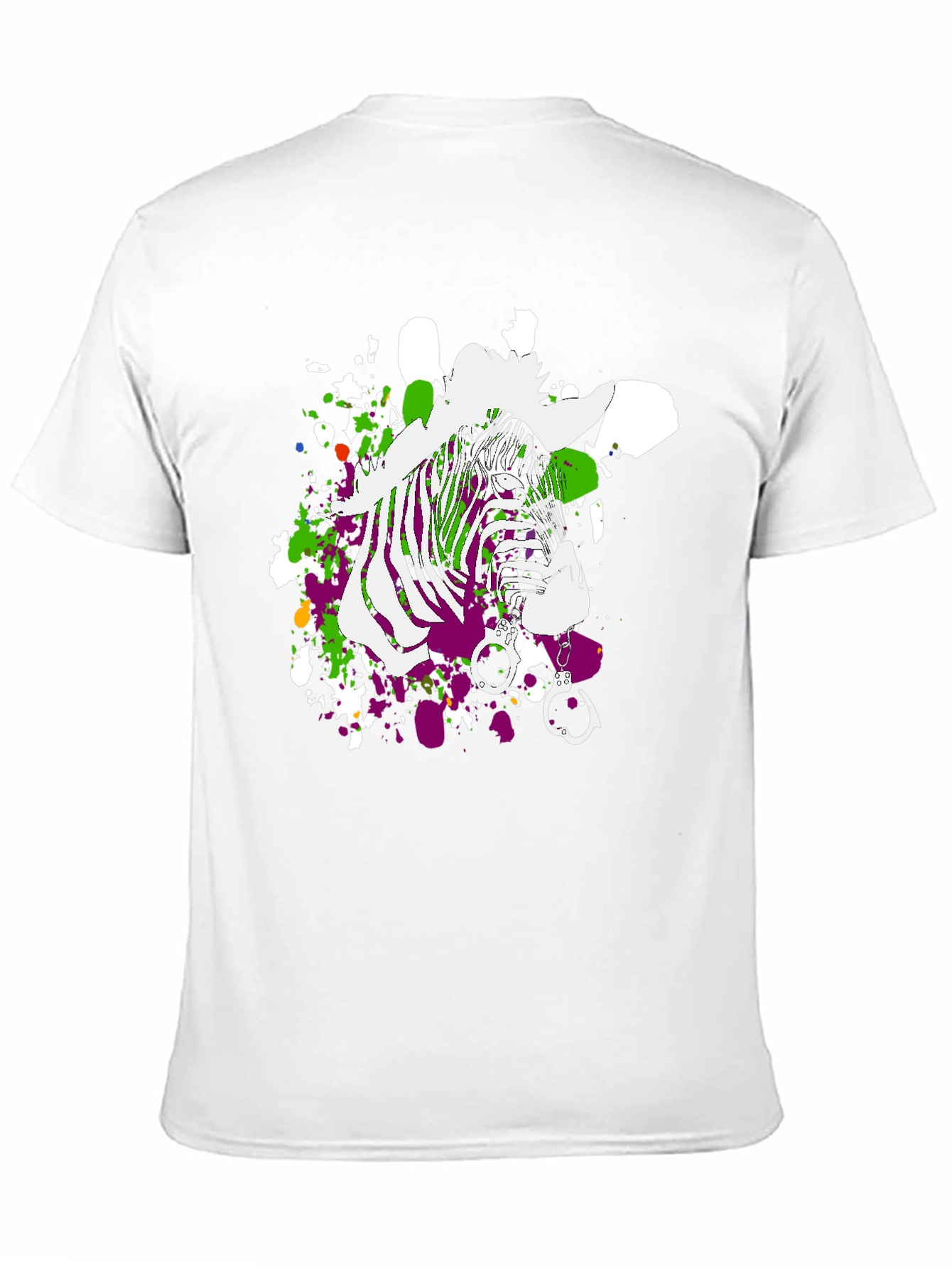 Black Zebra Graphic Print Men's T-Shirt - Black view 11