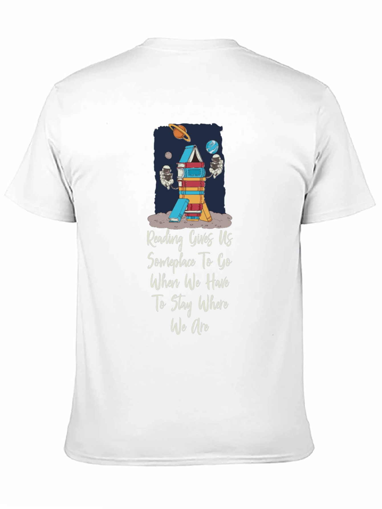 Black Reading Rocket T-Shirt - Space & Books view 11