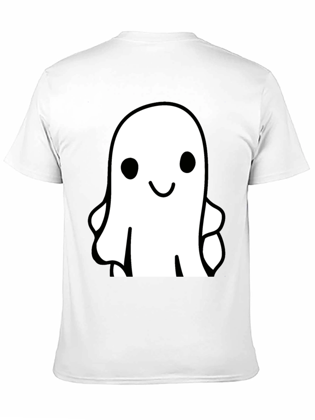 Black Cute Ghost Graphic Tee - Black Cotton T-Shirt view 11