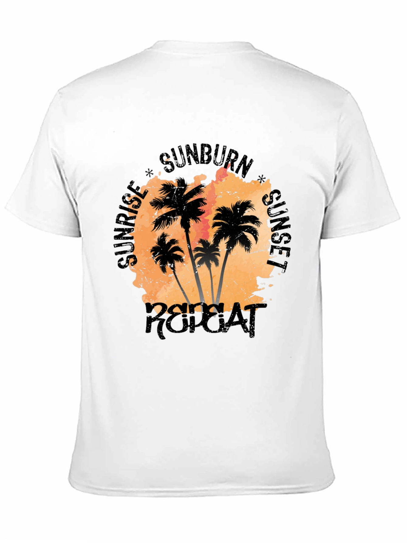 Black Sunrise Sunset Repeat Palm Tree T-Shirt view 11