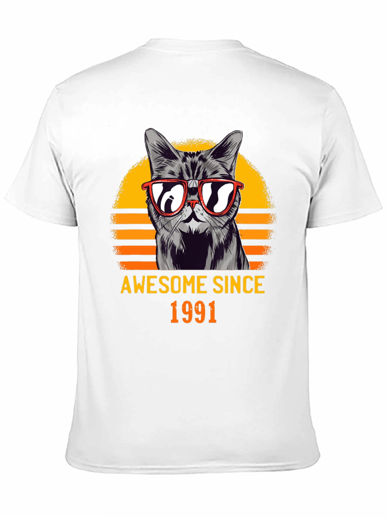 Black Awesome Since 1991 Cat Graphic T-Shirt view 11