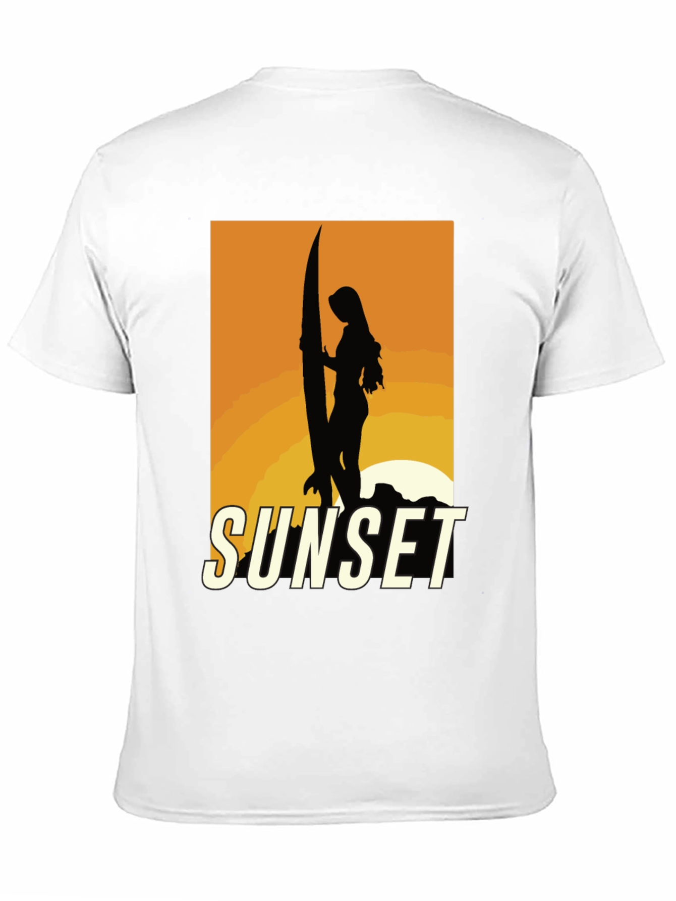 Black Sunset Surfer Graphic Tee - Black Cotton T-Shirt view 11