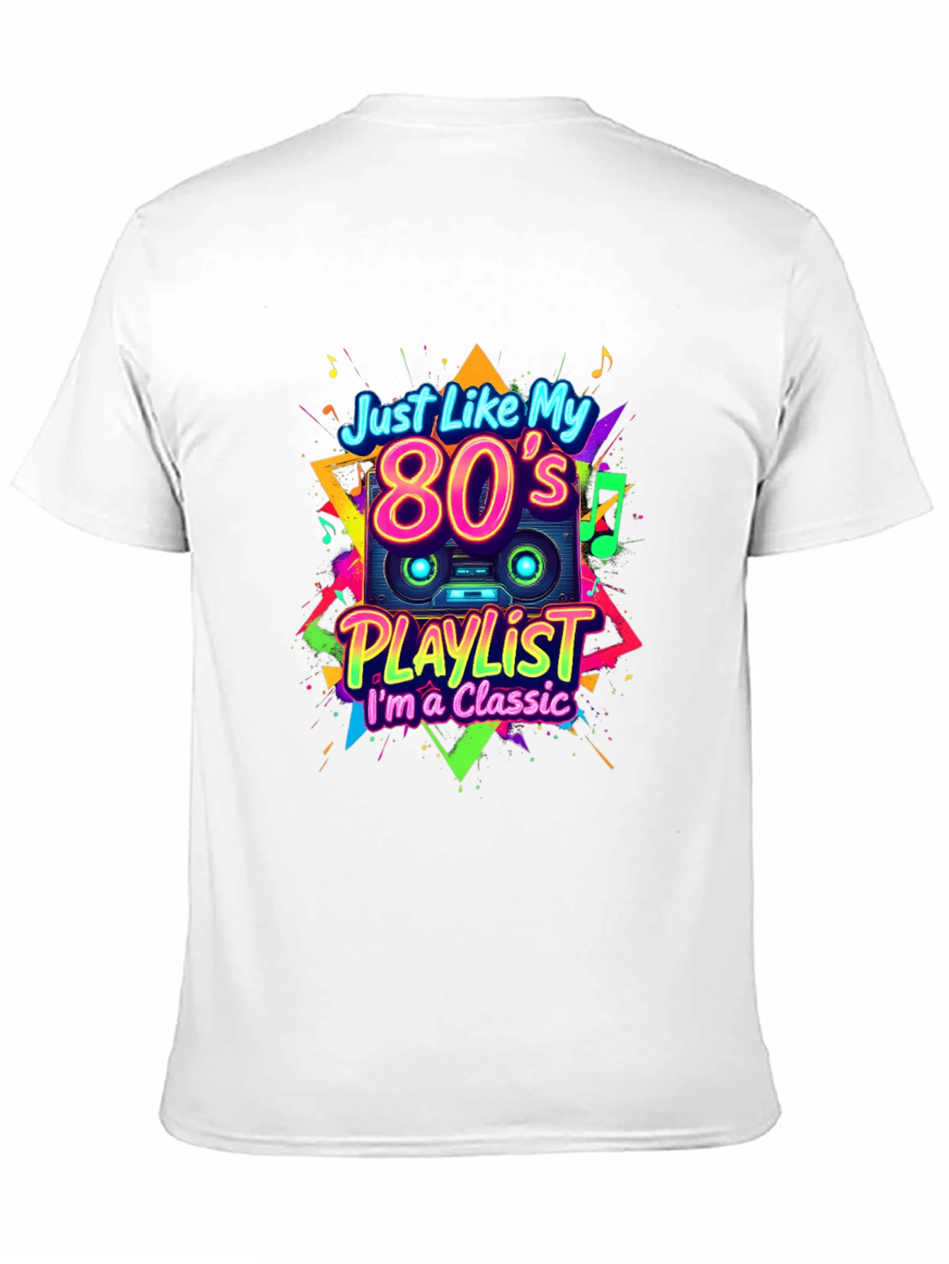 Black 80's Playlist Classic Black T-Shirt view 11