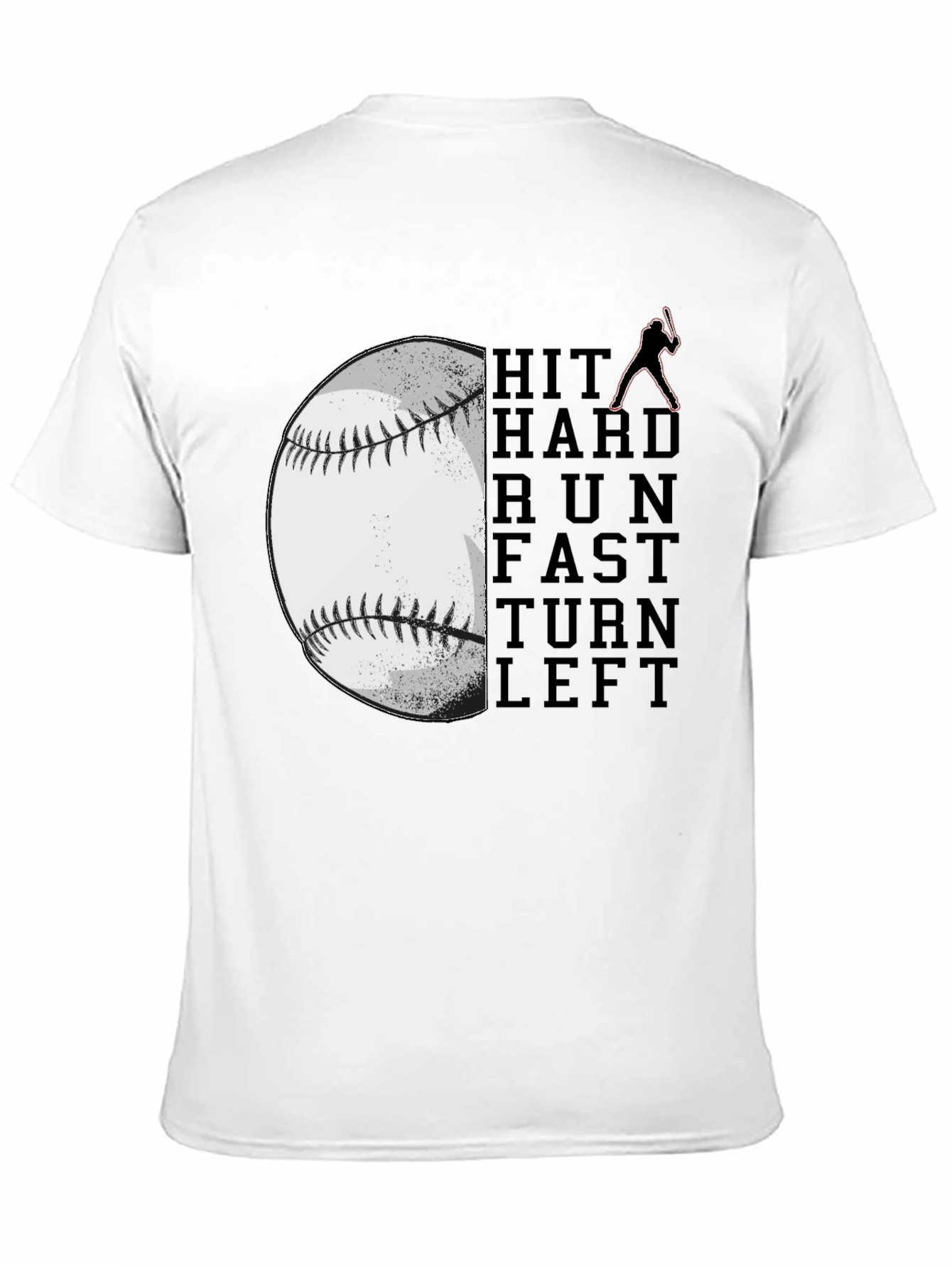 Black Baseball Hit Hard Run Fast T-Shirt view 11