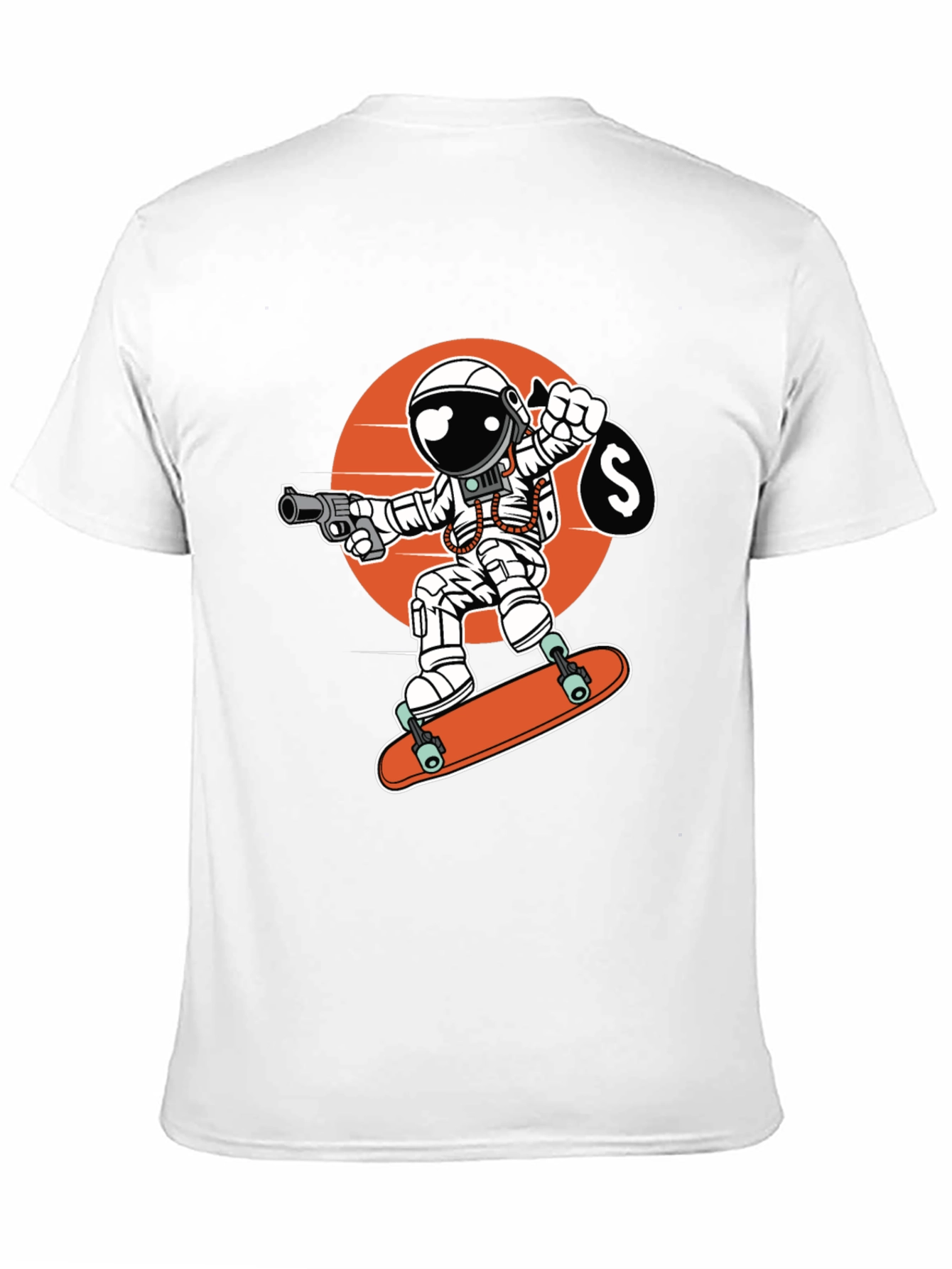 Black Astronaut Skateboarder Graphic Tee view 11