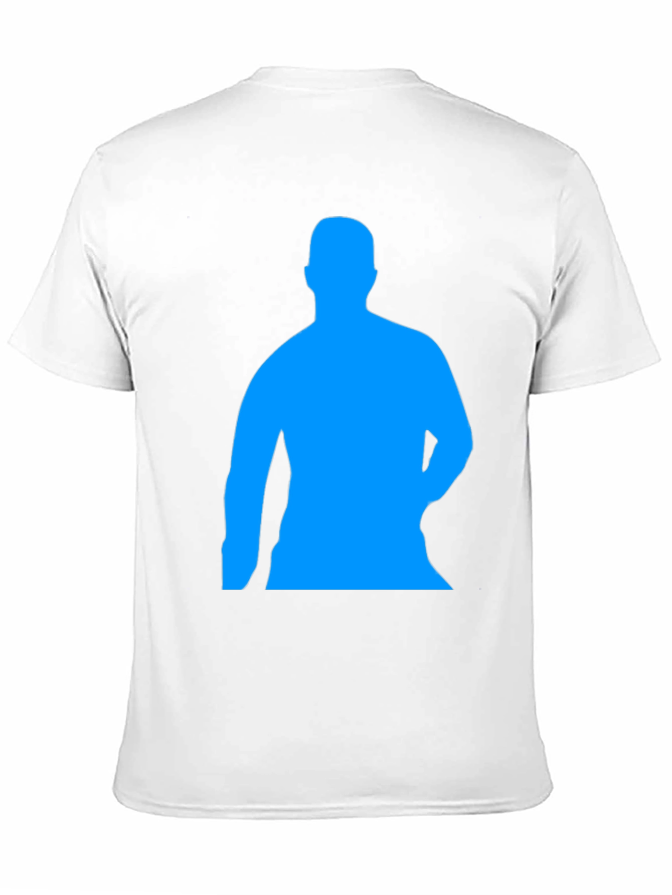 Black Men's Black T-Shirt with Blue Silhouette Print view 11