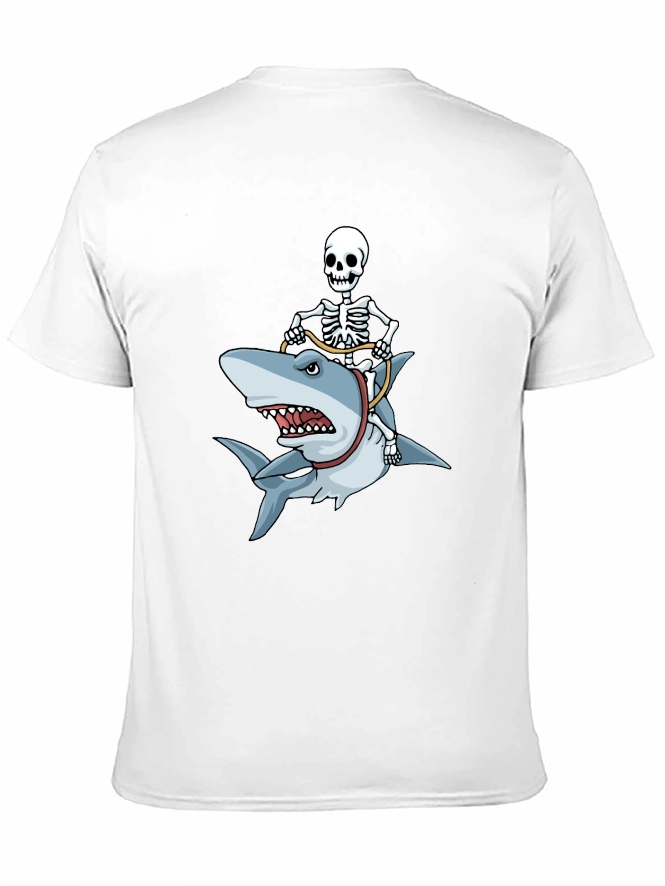 Black Skeleton Riding Shark Graphic T-Shirt view 11