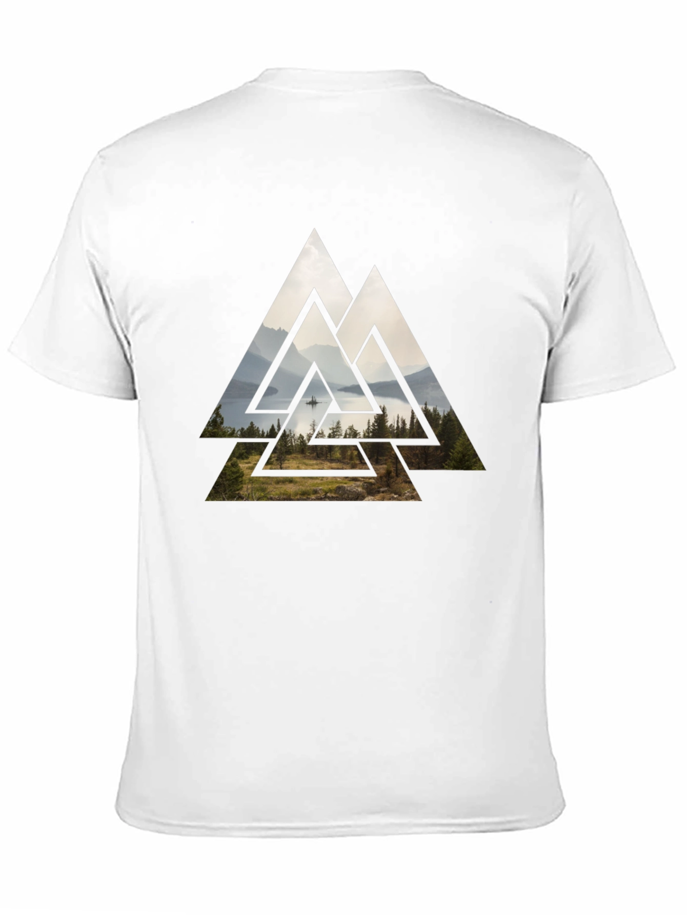Black Geometric Landscape Graphic Tee - Black Cotton Blend view 11