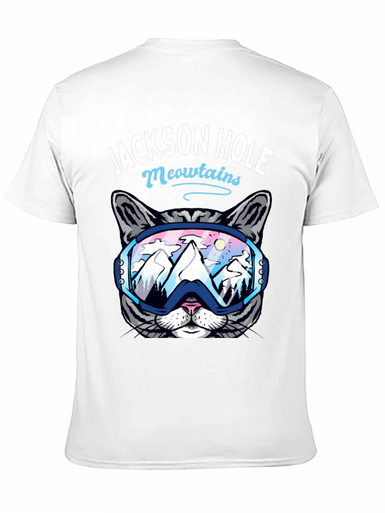 Black Jackson Hole Meowtains Cat Ski T-Shirt view 11