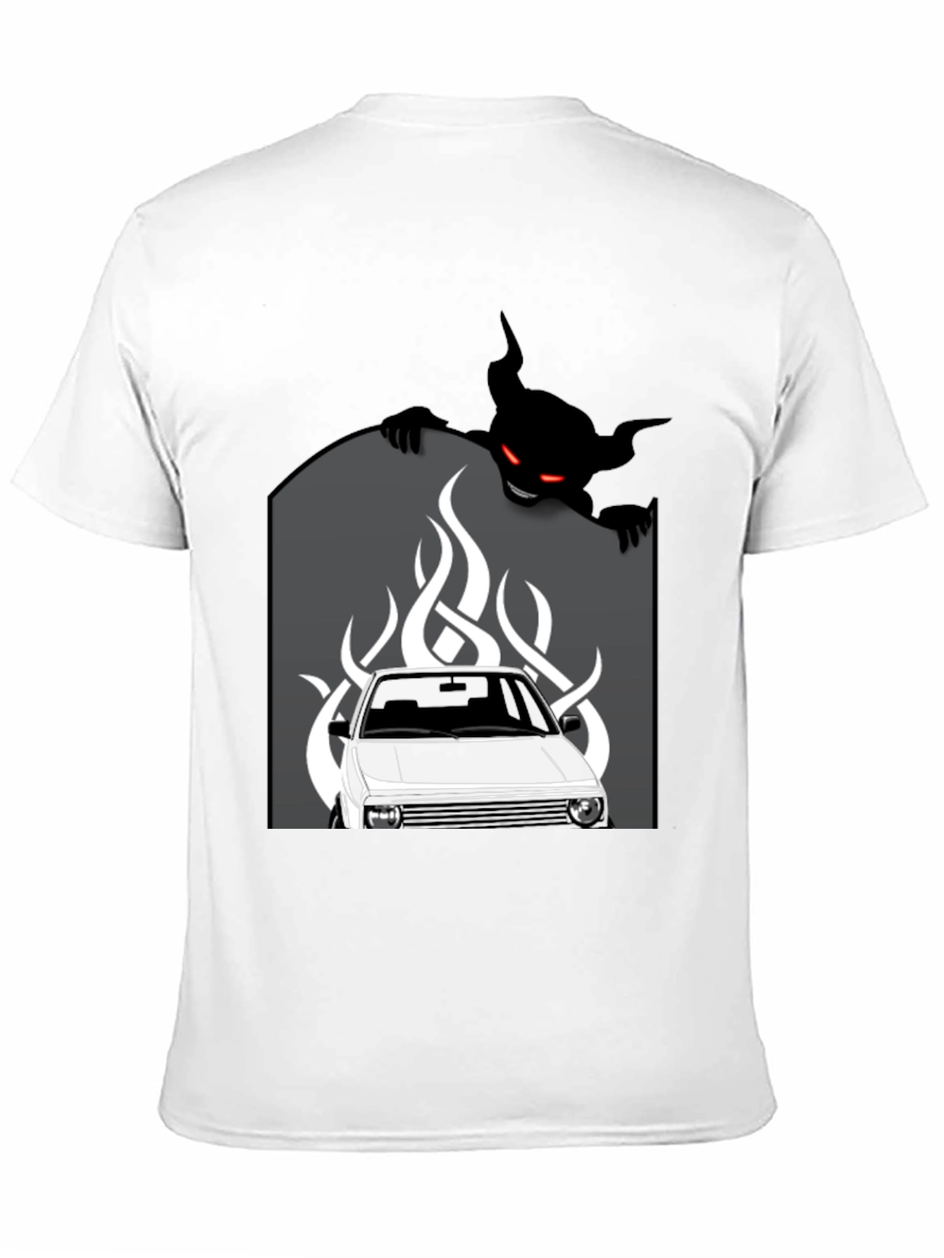 Black Men's Black Graphic Tee - Car and Devil Design view 11