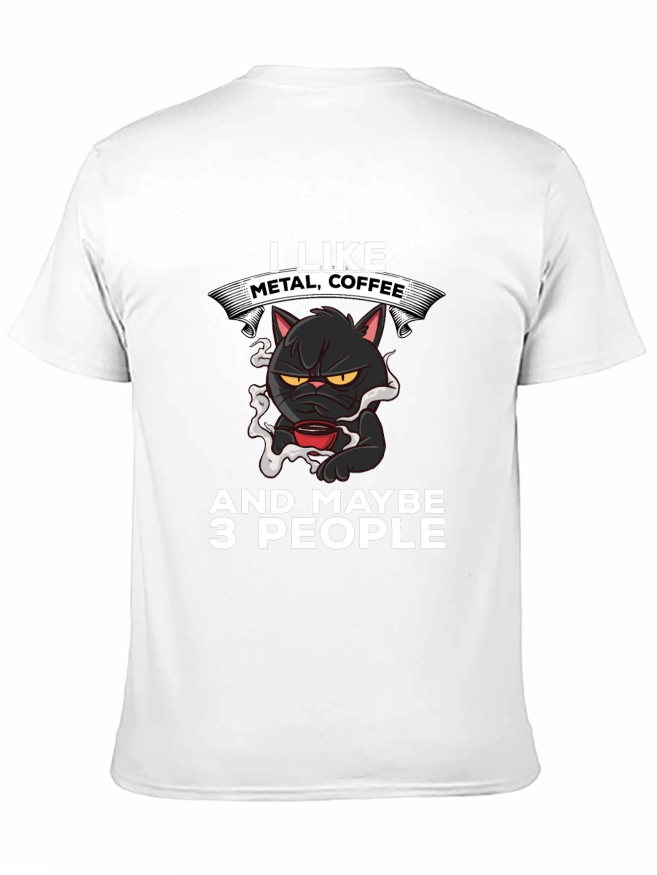 Black Metal Coffee Cat Graphic T-Shirt view 11