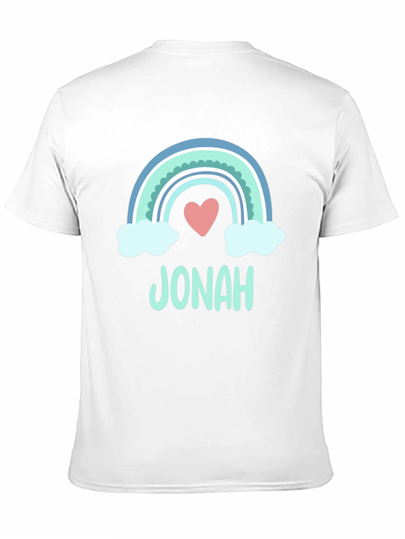 Black Personalized "Jonah" Rainbow Heart T-Shirt view 11